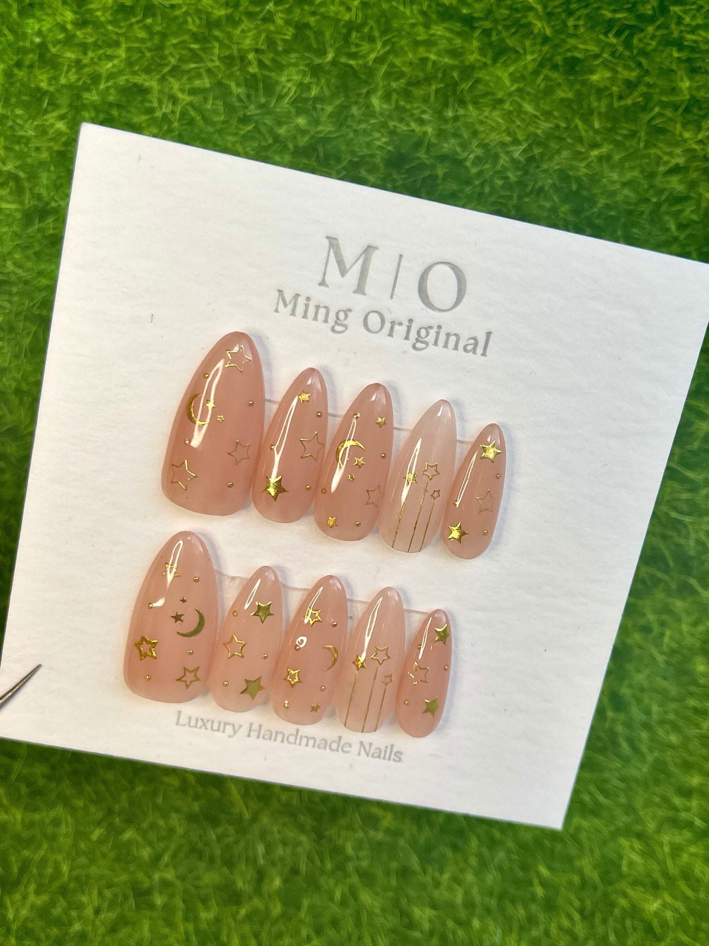 Reusable Nude Sailor moon acrylic & press on nail, Premium Hand paint Nails, Fake nails, Nail Artist Faux Nails, Handmade Gel Nails