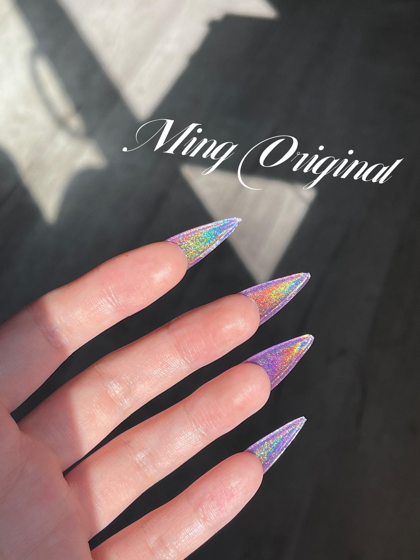 Purple Rainbow Cat Eye Holographic Magnetic Cotton Candy, Sparkly Translucent press on nails, reuse nails, jelly fake nail, gift for her