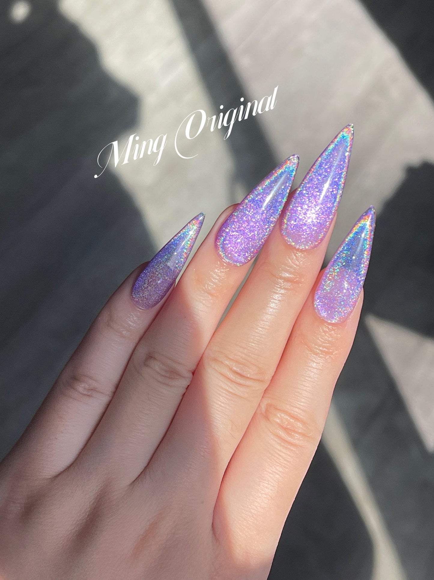Purple Rainbow Cat Eye Holographic Magnetic Cotton Candy, Sparkly Translucent press on nails, reuse nails, jelly fake nail, gift for her