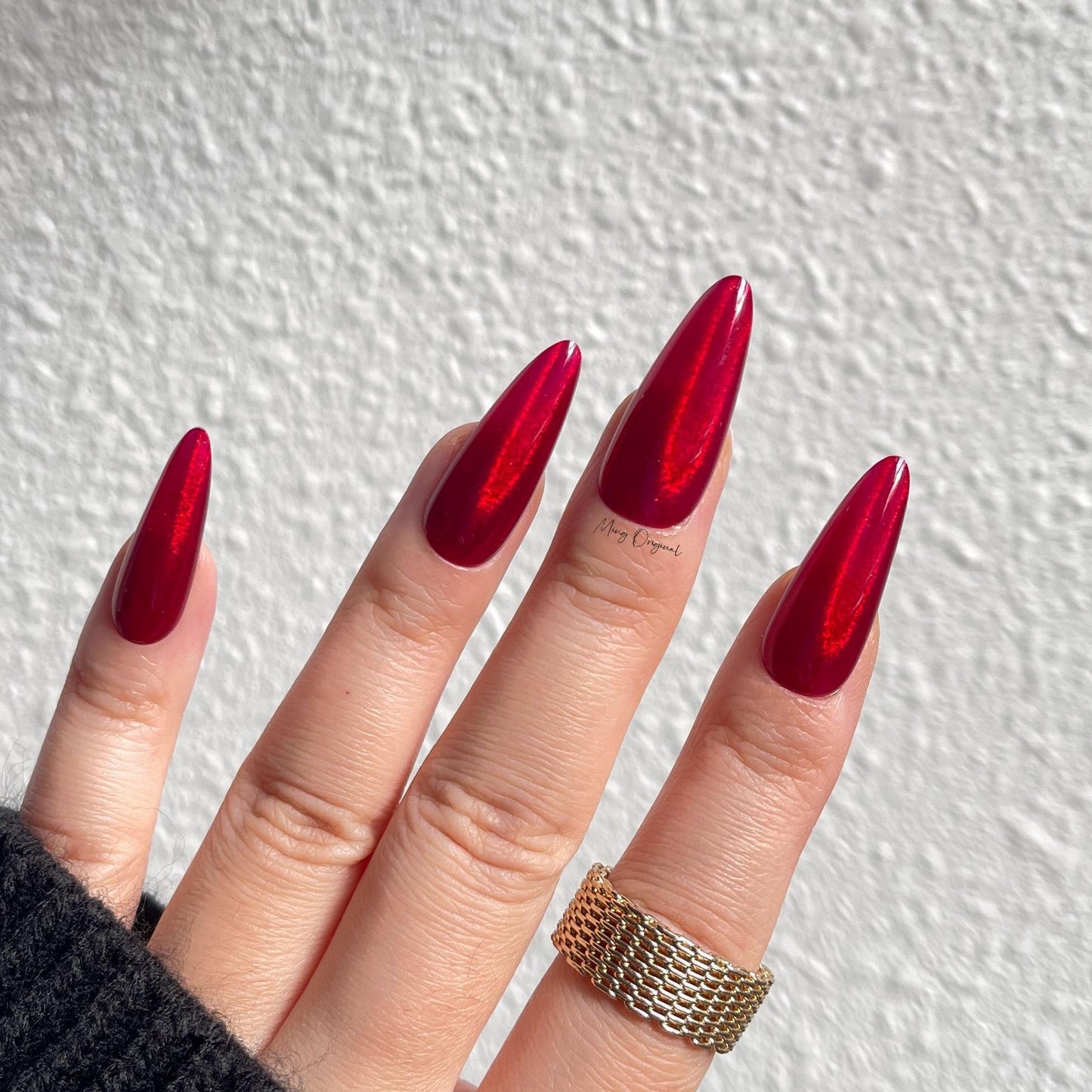 Red Burgundy holographic Bloody Jelly color press on nails, holo nail, semi-transparent red nail, Christmas new year gift for her, MO377