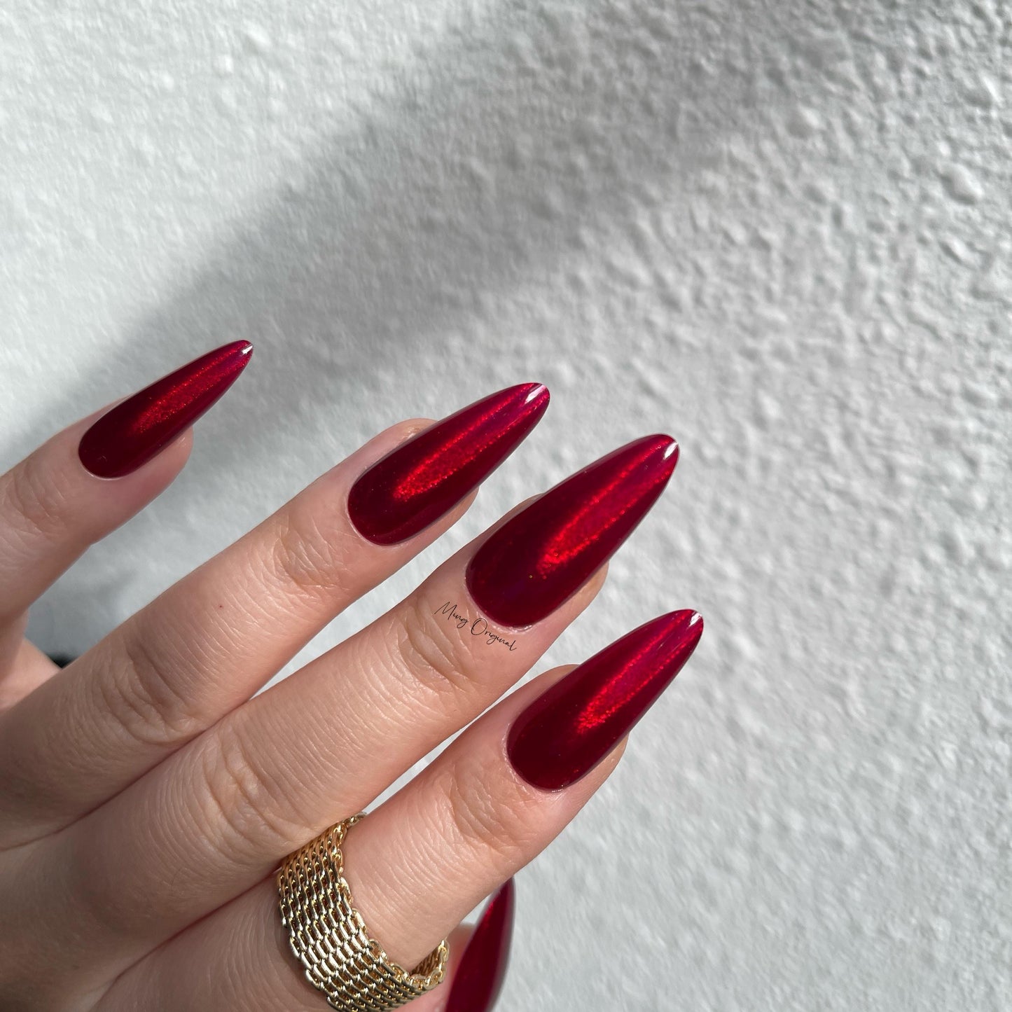 Red Burgundy holographic Bloody Jelly color press on nails, holo nail, semi-transparent red nail, Christmas new year gift for her, MO377