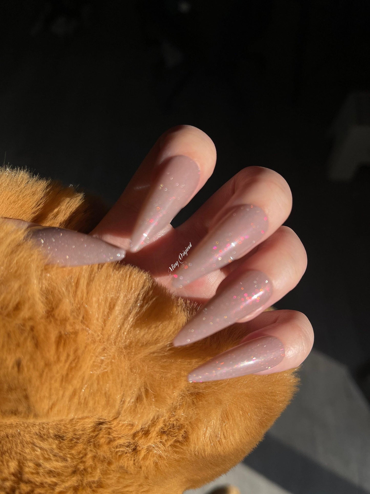 Firework Gliiter Vivid Shine Nude Diamond Reflective press on nails, glue on nails, reuse nails, jelly fake nail, hand painted gel nail