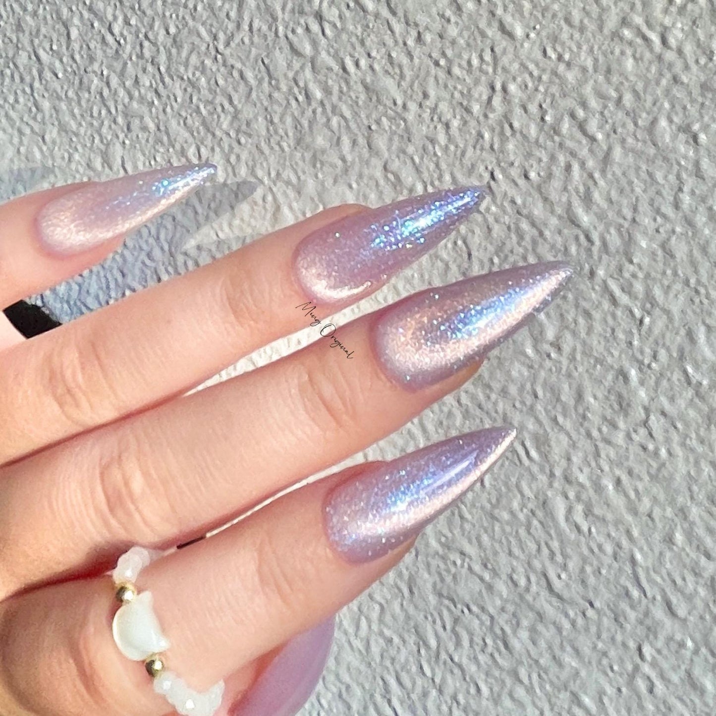 Moonlit Amethyst light purple pink cat eye press on nails, blue glittery nails, jelly fake nail,sparkly nail, valentine gift for her,MO378