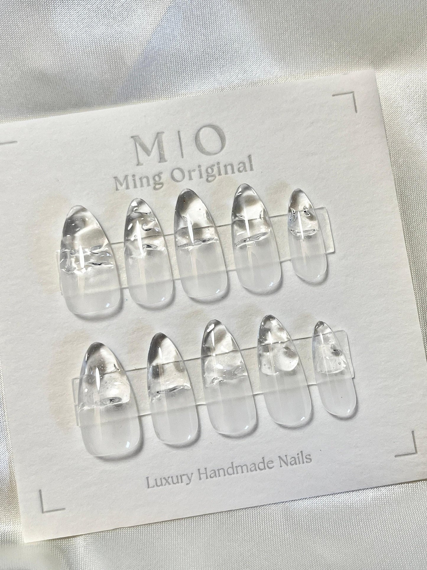 Clear Watery encapsulated tip Press on Nails, Builder Gel handmade Nails, Jelly Nails, valentine anniversary gift