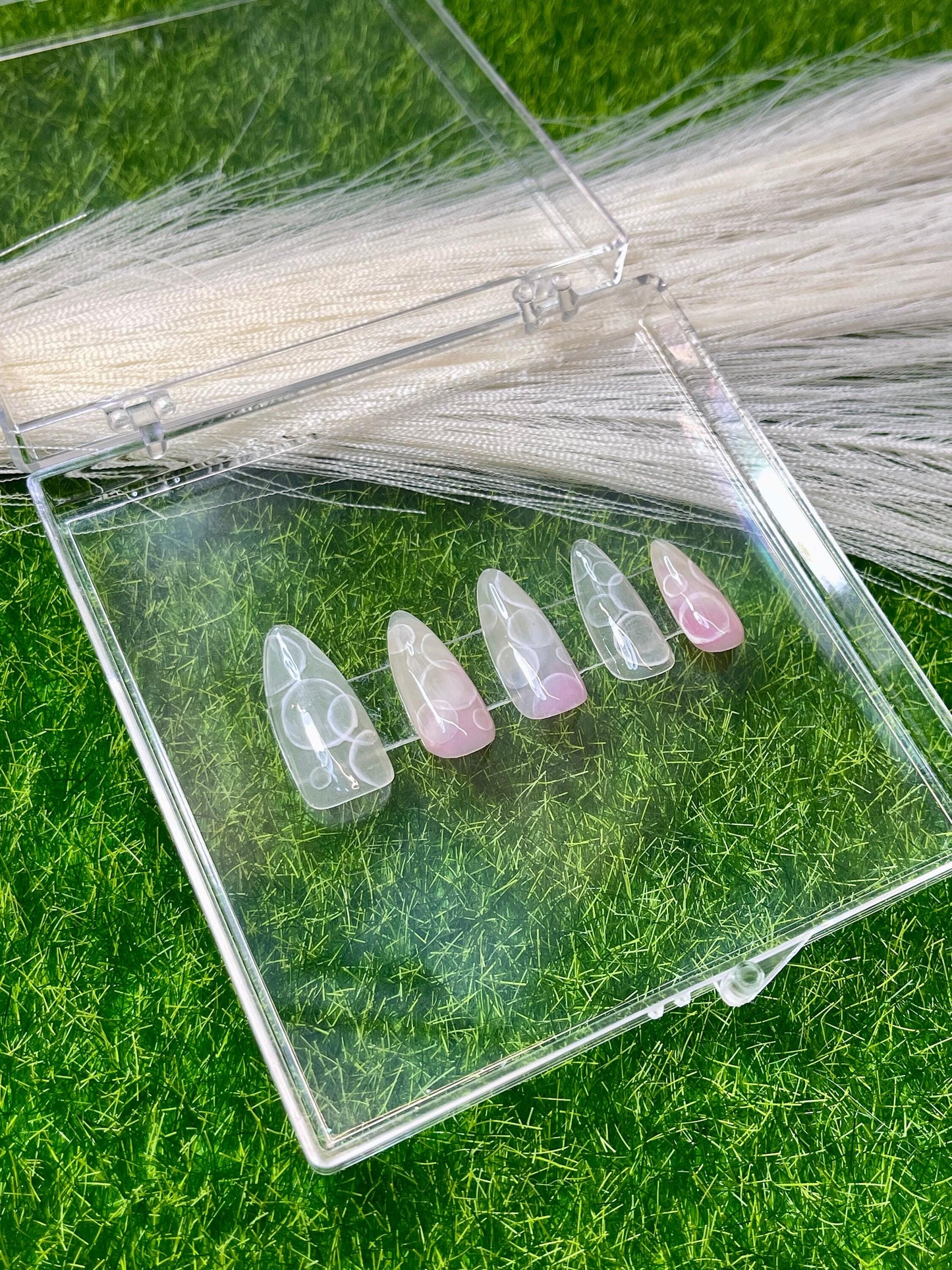 Summer bubble color airbrush press on nails, oxygen girly nail, ombre color, reuse nails, ,hand painted candy color nail