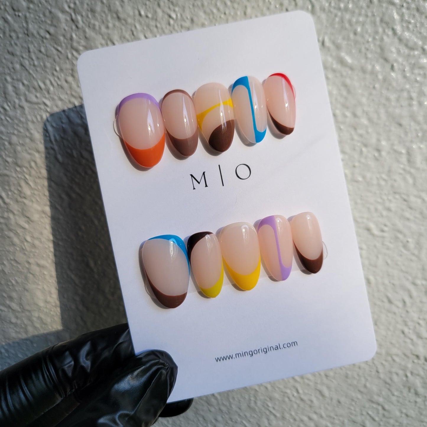 Free style abstract line bubbly color press on nails, reuse nails, ,hand painted candy color nail, gift for her