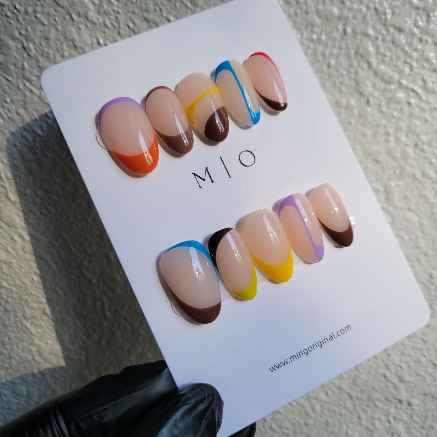 Free style abstract line bubbly color press on nails, reuse nails, ,hand painted candy color nail, gift for her