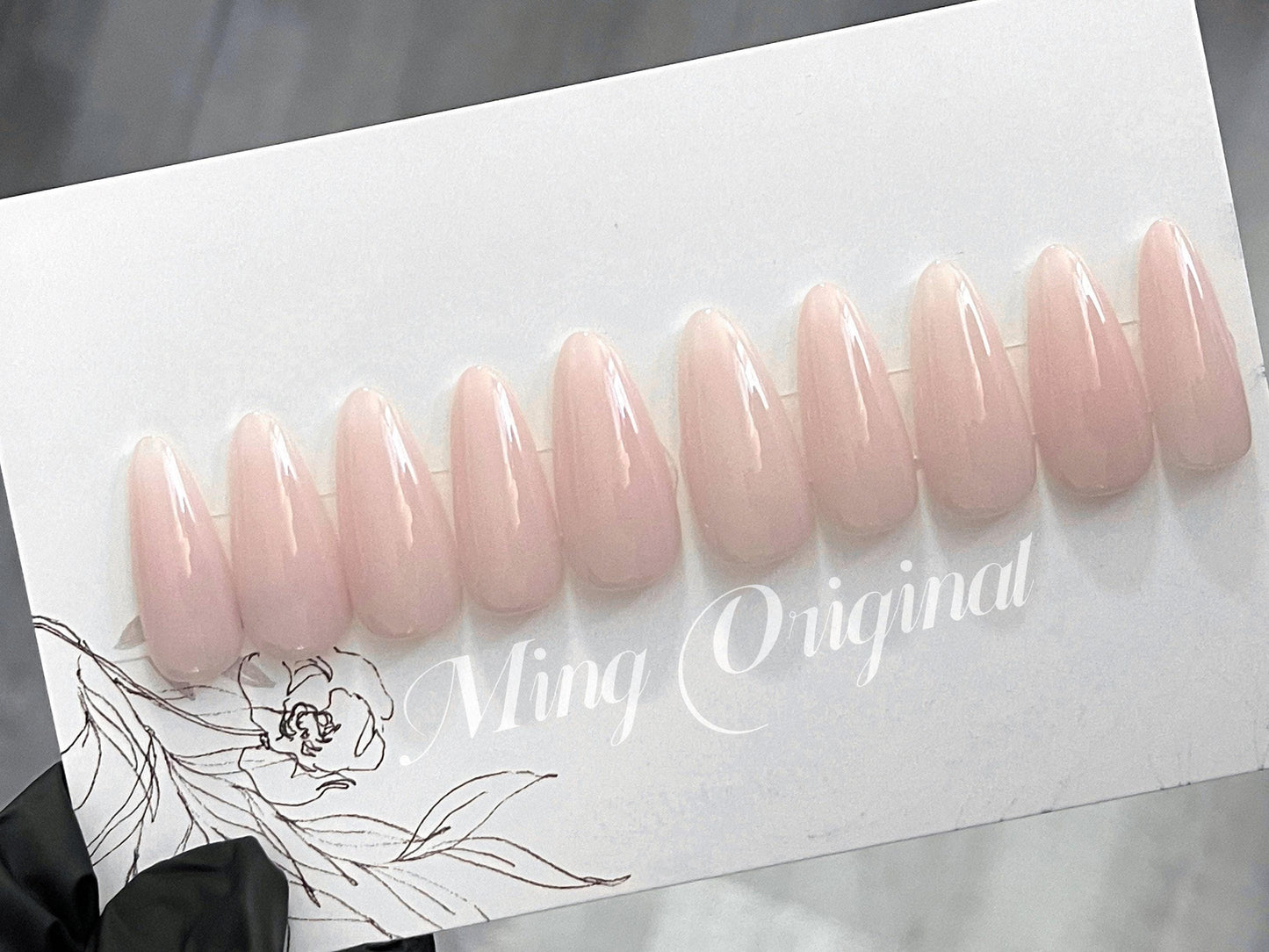 Soft nude pink press on nails, sheer color, semitransparent, glue on nails, reuse nails, jelly fake nail. -CL01