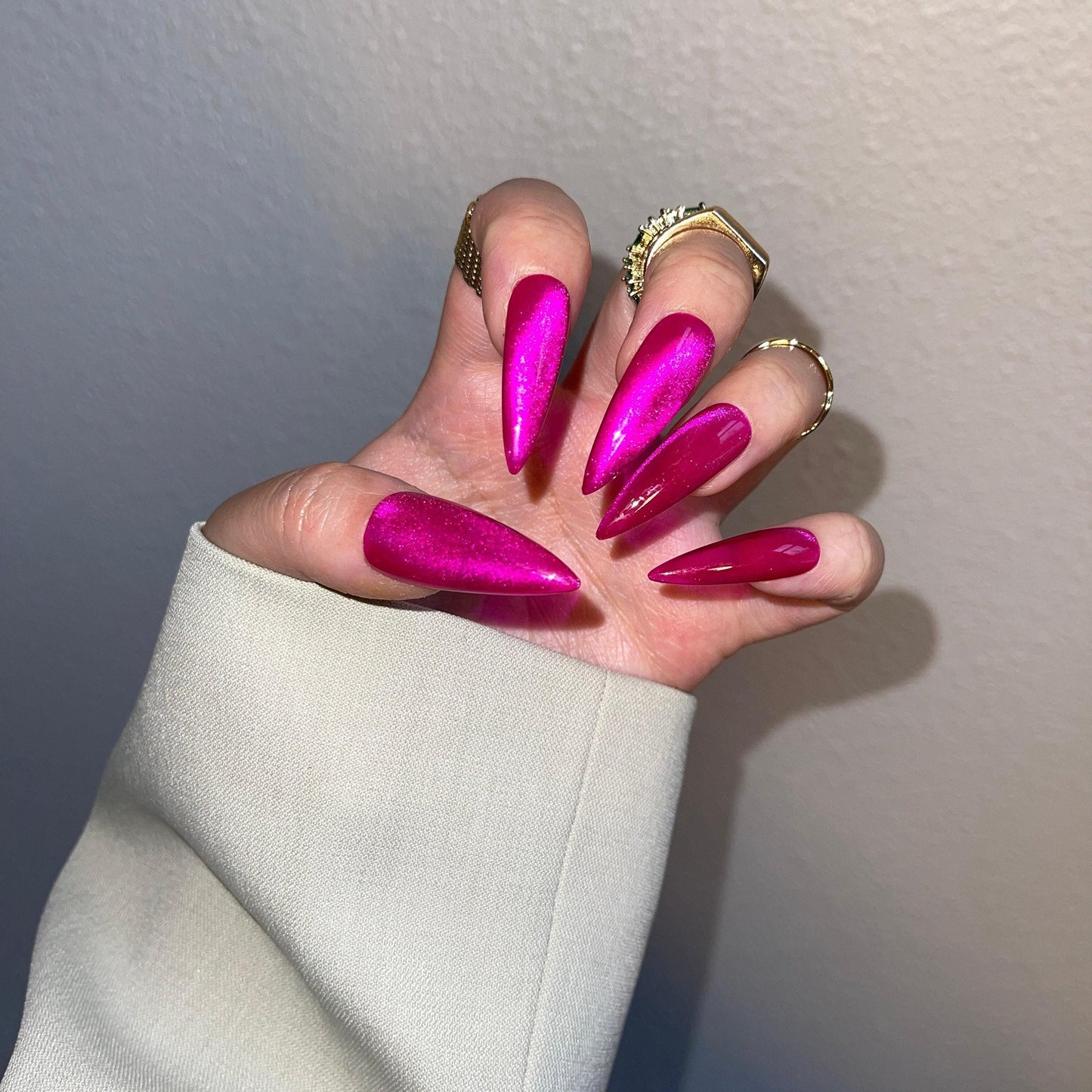 Satin berry | High transparency purple press on nails,glue on cat eye nails, reuse nails, jelly fake nail, saturated see through nail
