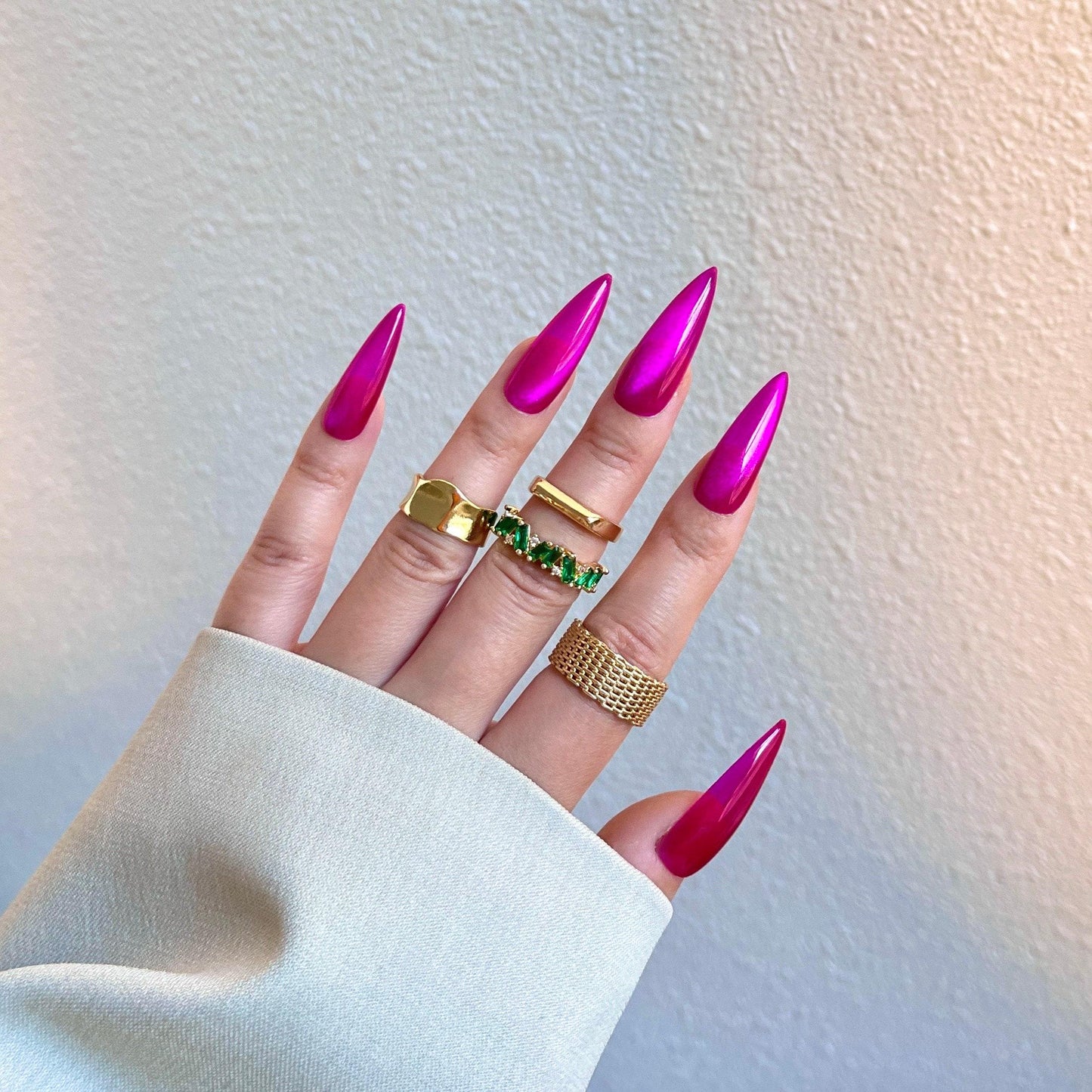 Satin berry | High transparency purple press on nails,glue on cat eye nails, reuse nails, jelly fake nail, saturated see through nail