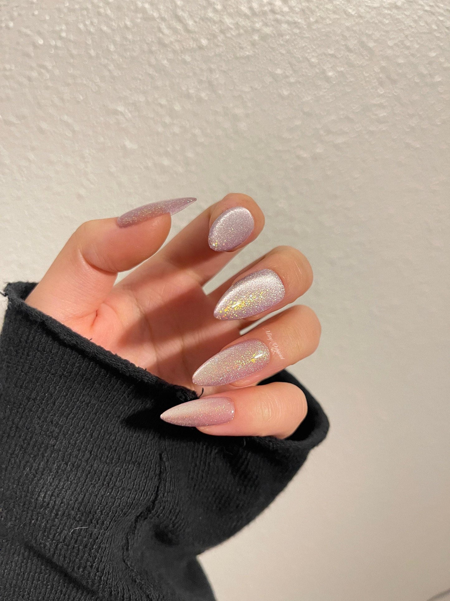 Da starry sky 2 | light purple cat eye press on nails, reuse nails, jelly fake nail, sparkly Christmas nail