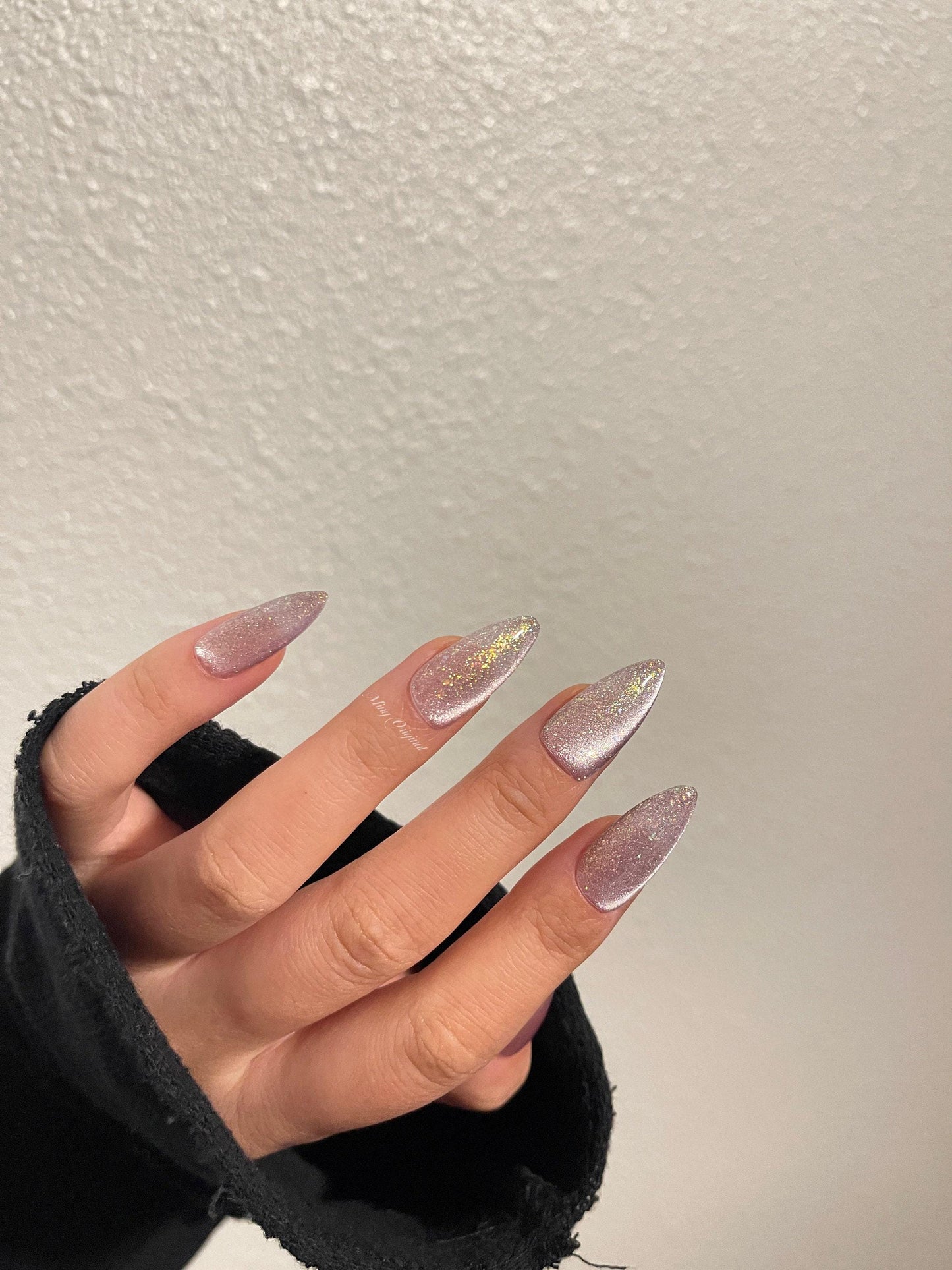 Da starry sky 2 | light purple cat eye press on nails, reuse nails, jelly fake nail, sparkly Christmas nail