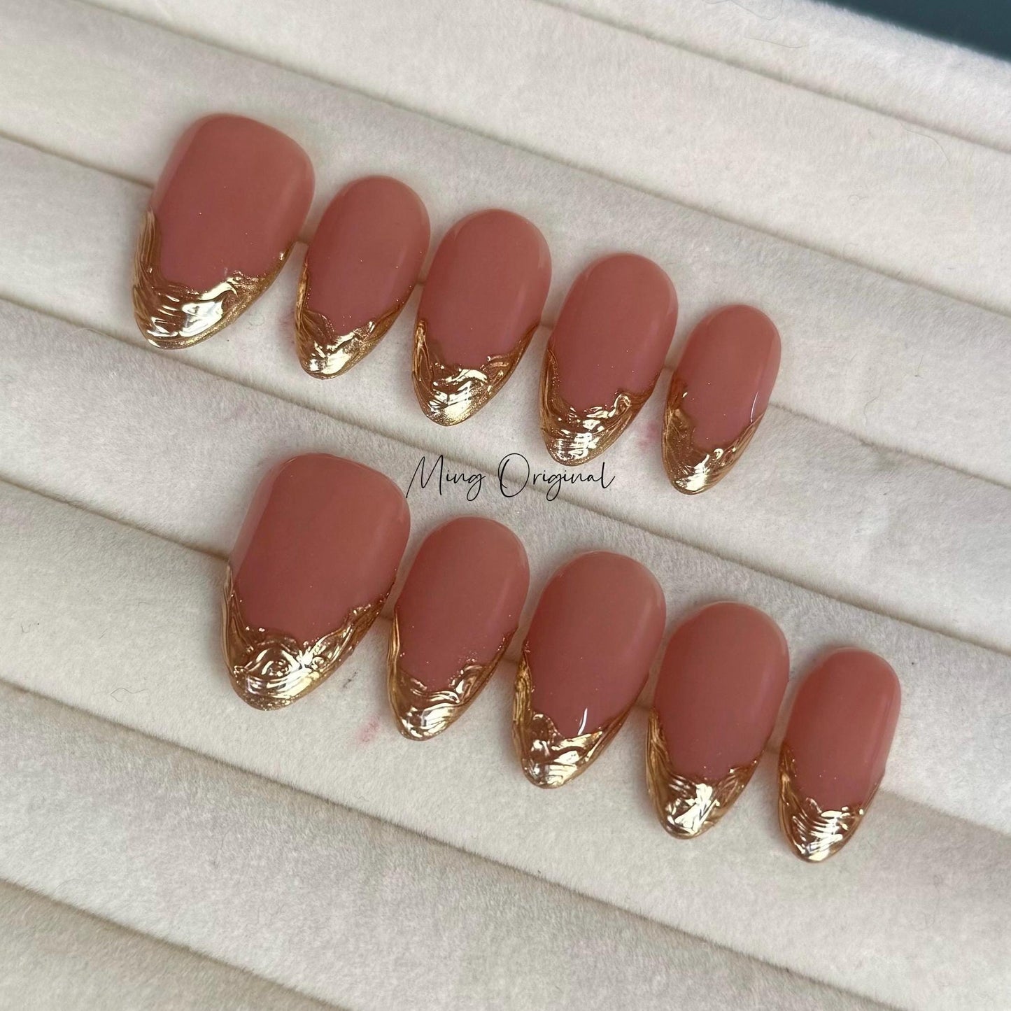French Tip Collection, gold chrome french tip Press on Nails, pink glittery everyday nail ,glue on nail, birthday holiday gift for her,MO361