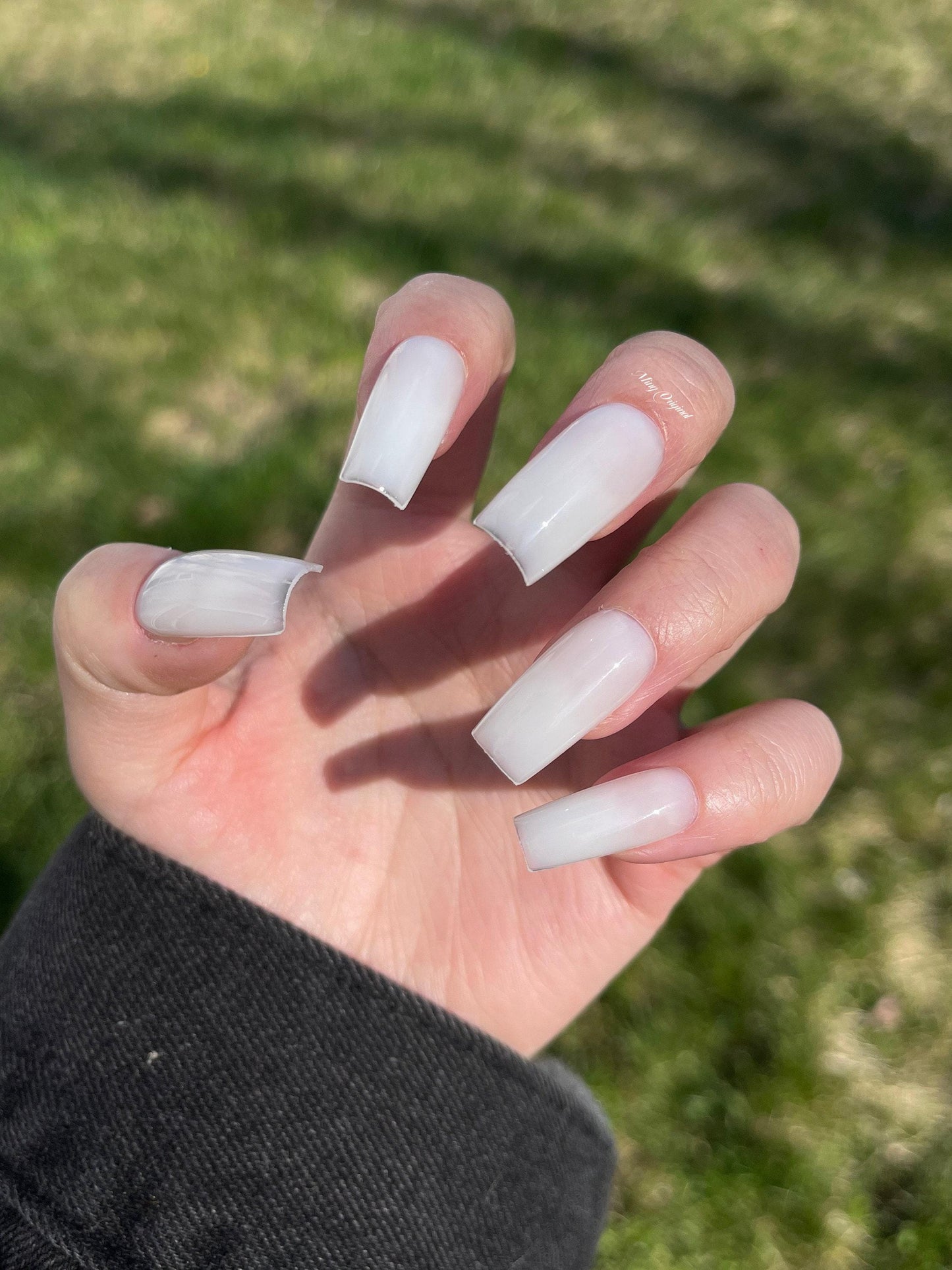 Opal Milk bath, handmade Press on Nails, Fake Nails, Milky white Jelly Nail