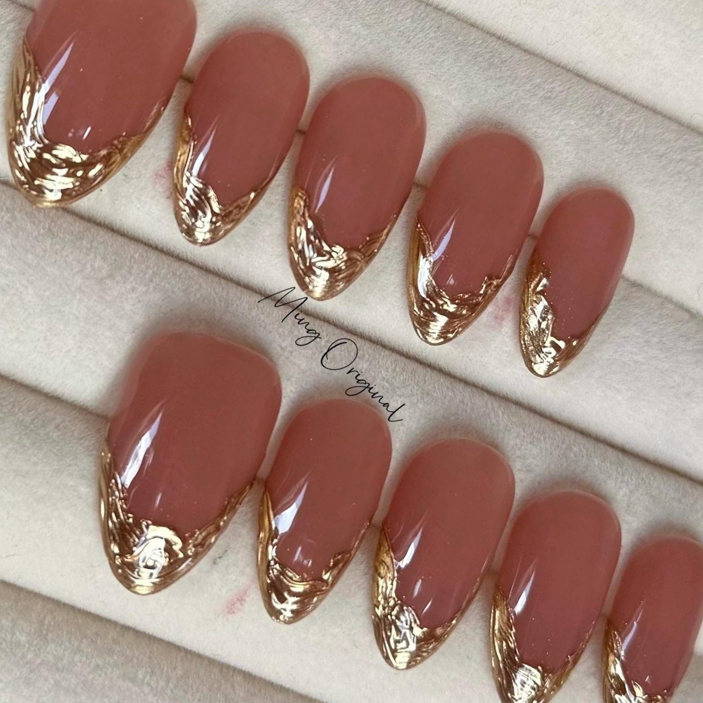 French Tip Collection, gold chrome french tip Press on Nails, pink glittery everyday nail ,glue on nail, birthday holiday gift for her,MO361