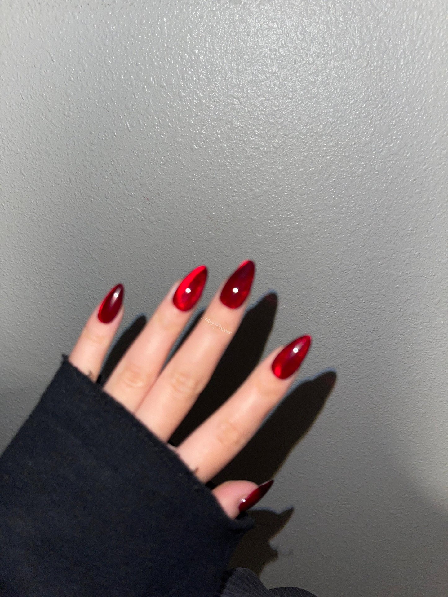 Miss Red velvet Japanese art nail, press on nails, glue on cat eye nails, reuse nails, jelly fake nail, glitter shine Christmas nail