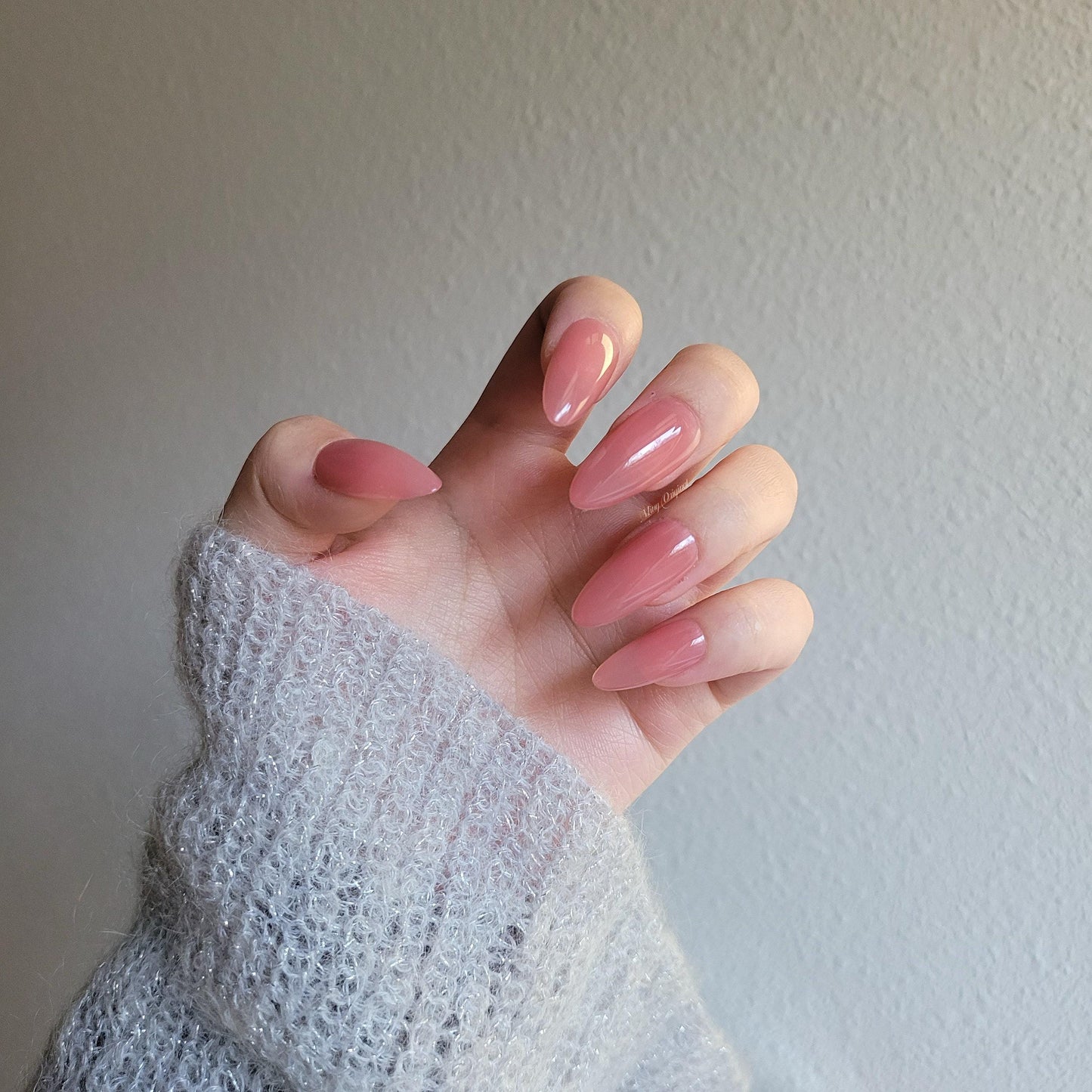 Da Rosie | Sheer pink press on nails, sheer color, semitransparent, glue on nails, reuse nails, jelly fake nail. 95TS009