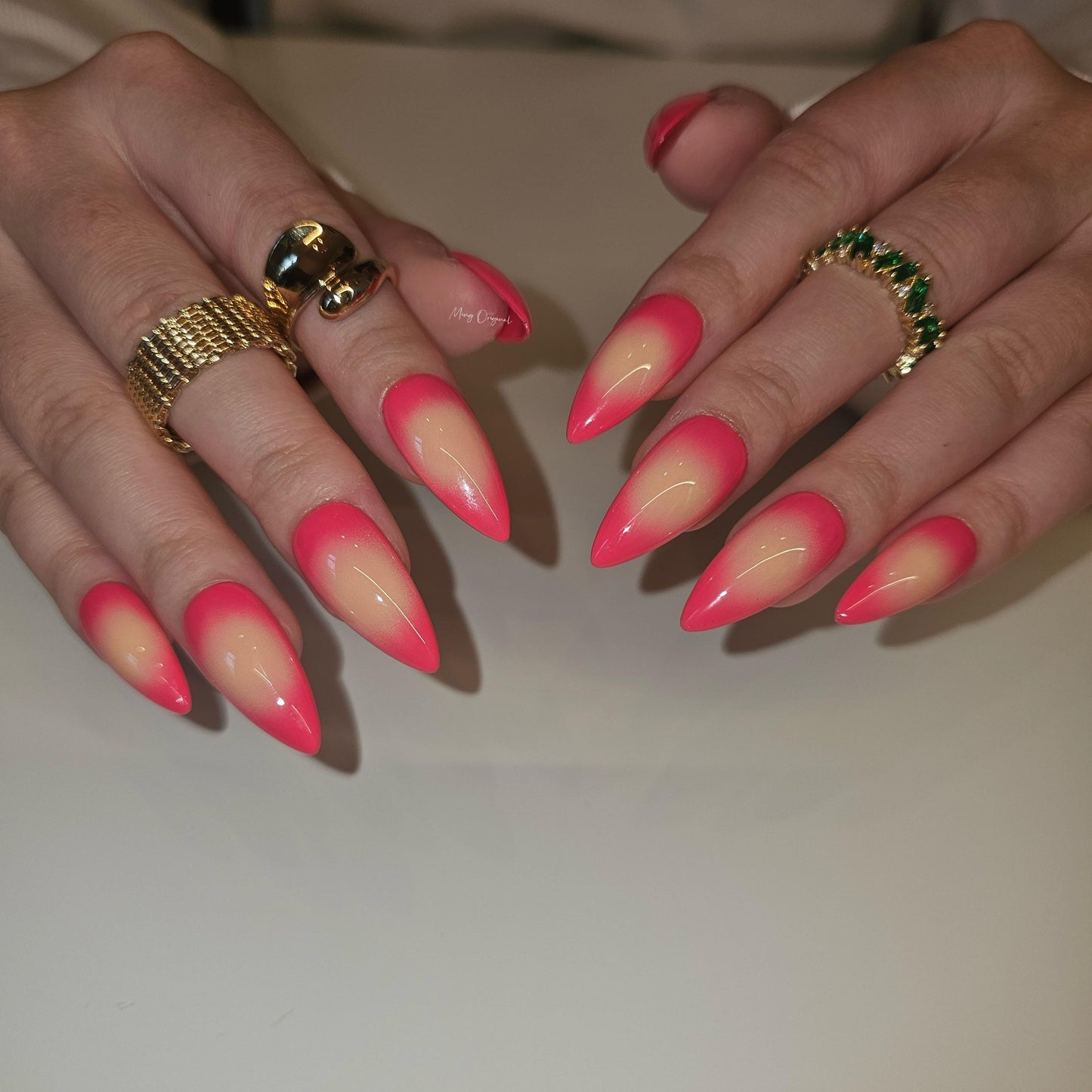 Hot Pink Ombre Gradient Fade Pink Press on Nails, Blush y2k chic nail, Fake nails, Jelly Nails, gift for her