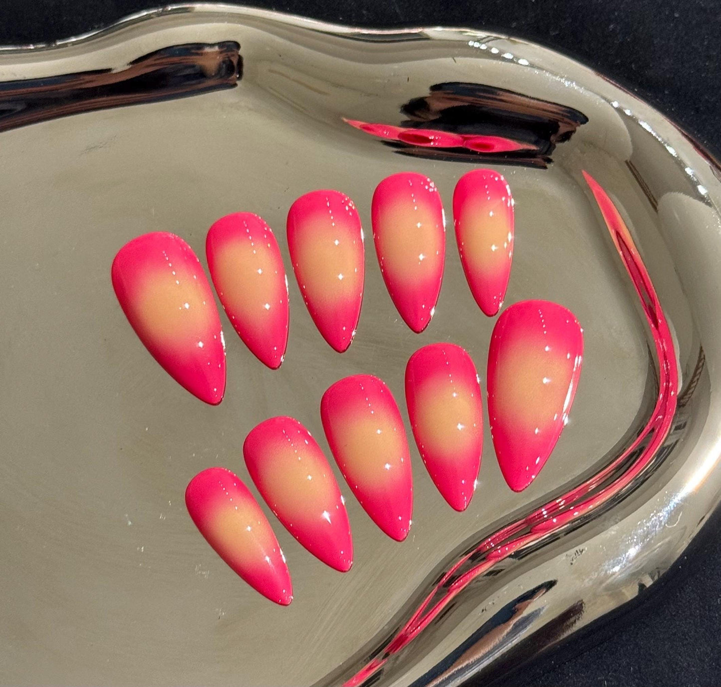 Hot Pink Ombre Gradient Fade Pink Press on Nails, Blush y2k chic nail, Fake nails, Jelly Nails, gift for her