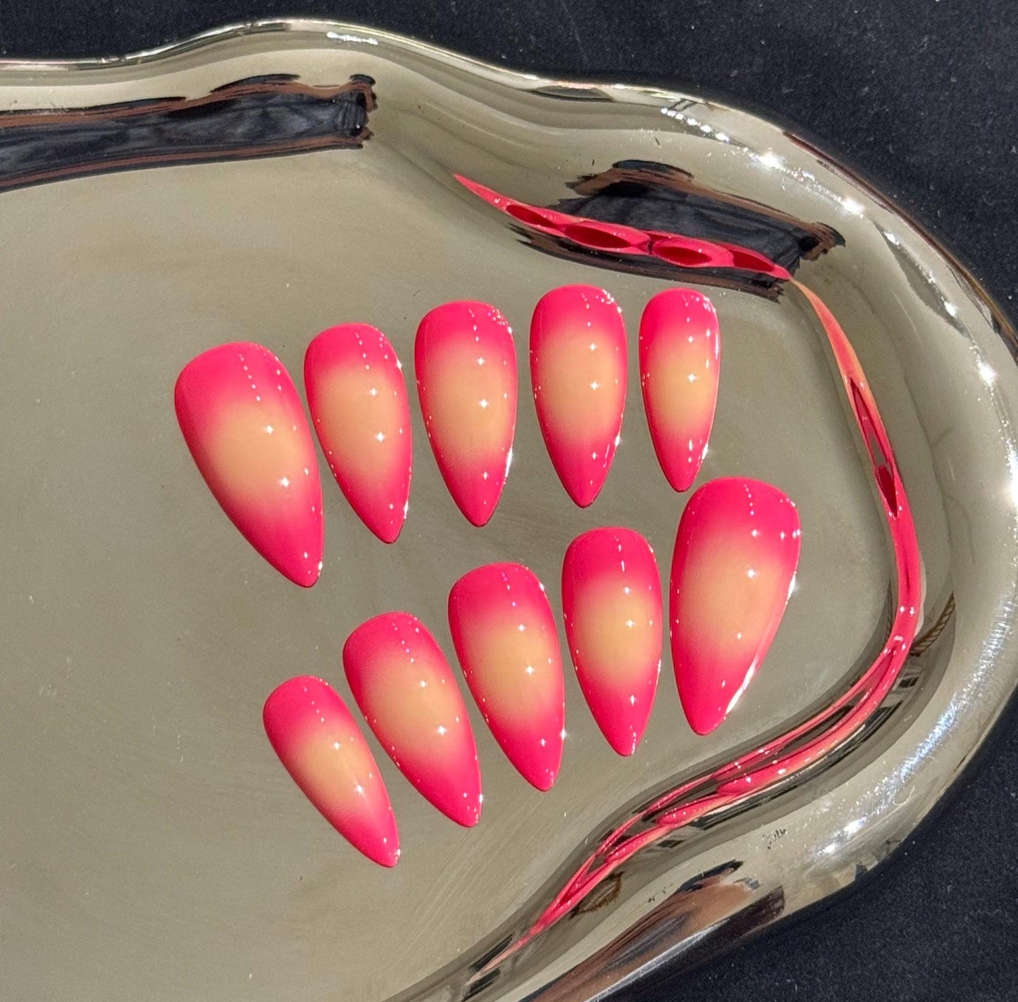 Hot Pink Ombre Gradient Fade Pink Press on Nails, Blush y2k chic nail, Fake nails, Jelly Nails, gift for her