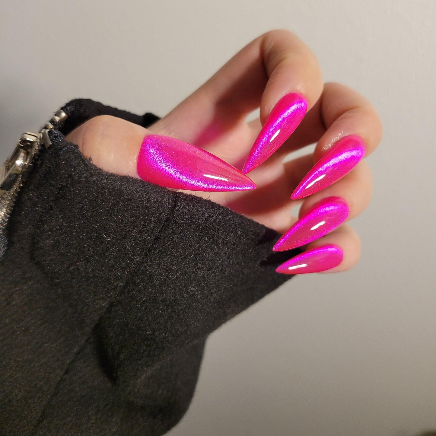 Da Dragon Fruit | High transparency hot pink press on nails,glue on cat eye nails, reuse nails, jelly fake nail, saturated see through nail