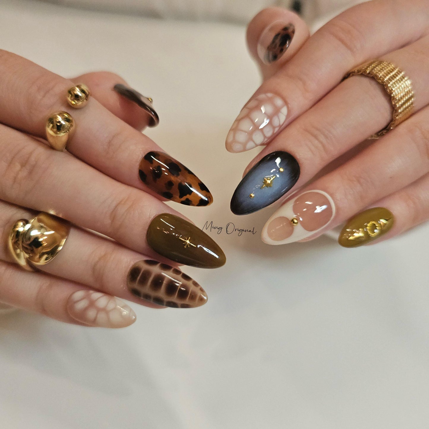 Croc skin snake skin design, leopard print press on nails, star reusable nail, glue on nail, fake nail, birthday holiday gift for her, MO292