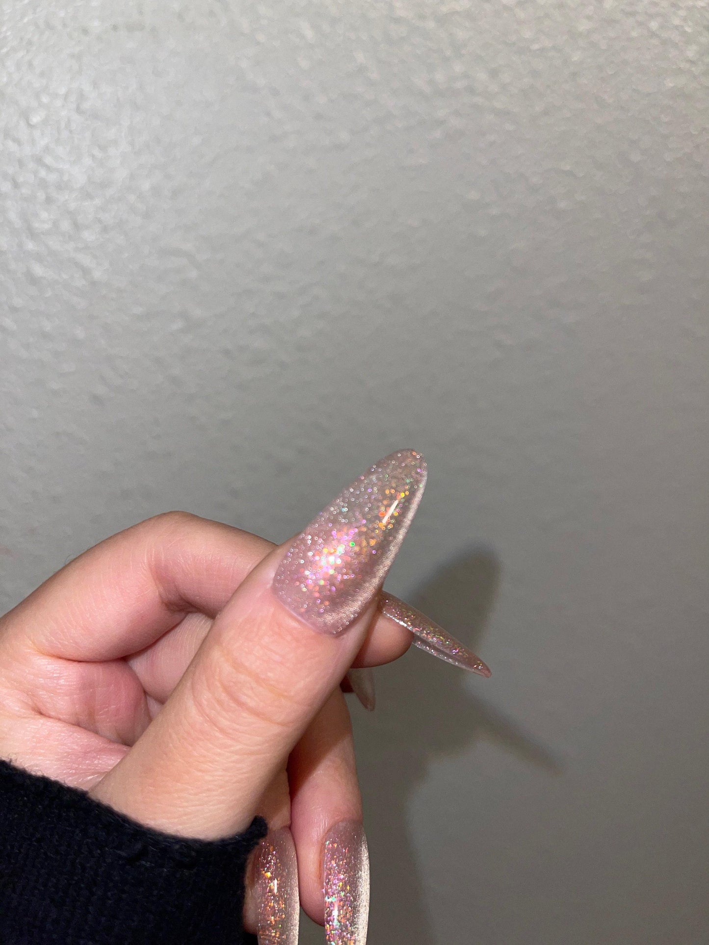 Da starry sky | light pink cat eye press on nails, reuse nails, jelly fake nail, sparkly Christmas nail