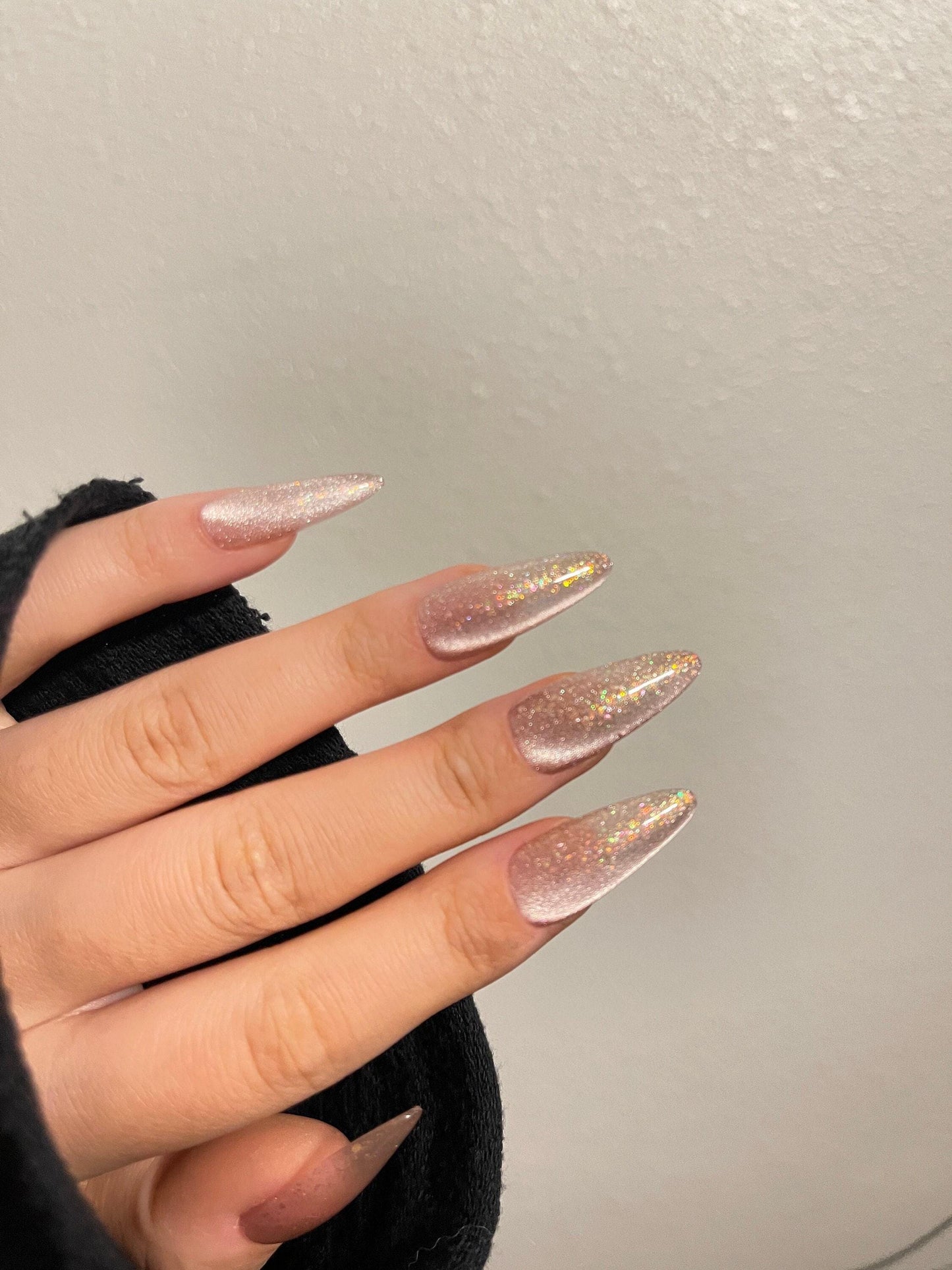 Da starry sky | light pink cat eye press on nails, reuse nails, jelly fake nail, sparkly Christmas nail
