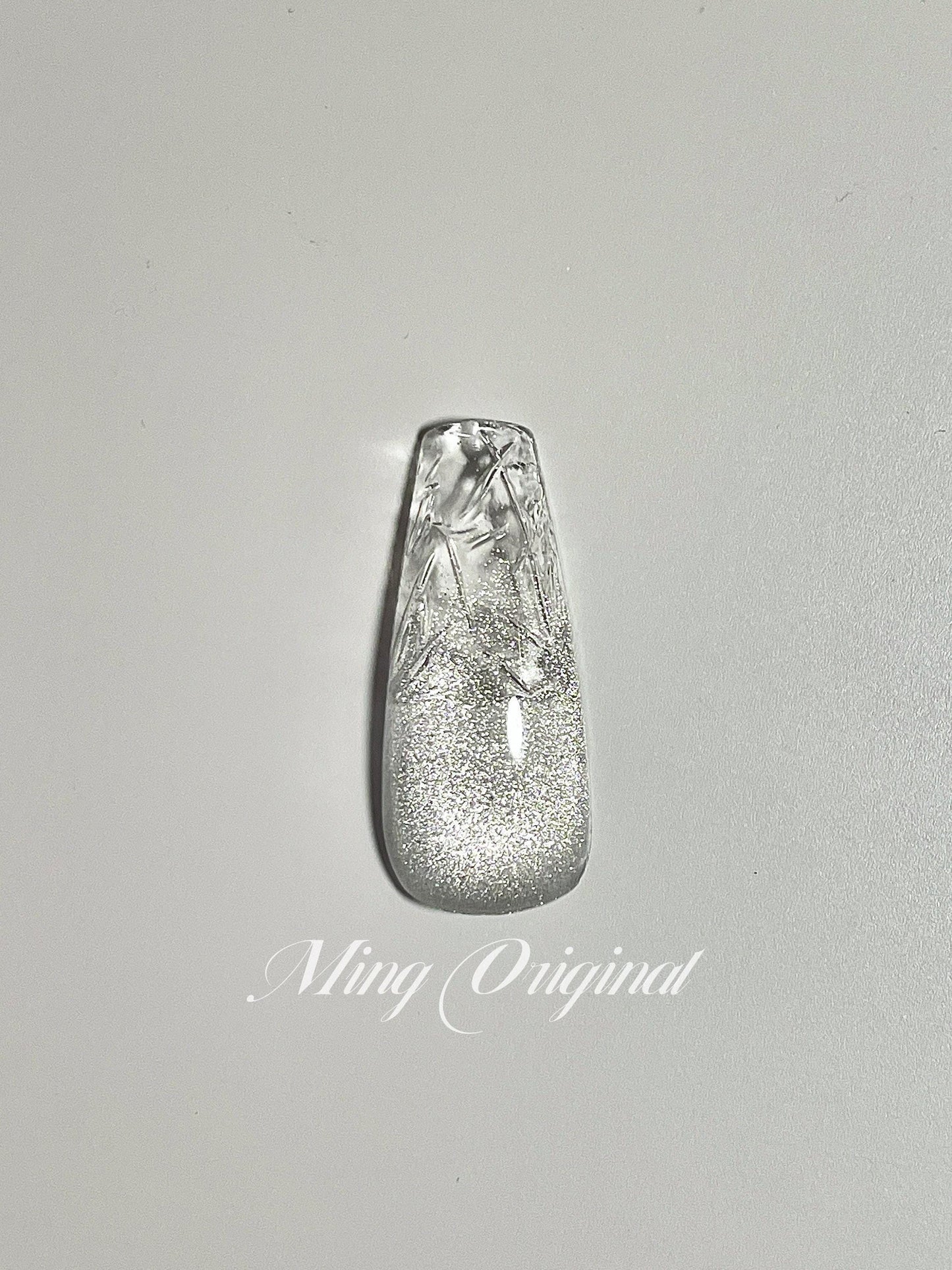 Da Ice Age| Christmas Ice tip Press on Nails, broken glass winter handmade Nails, cat eye ombre clear tip Jelly Nails, high transparency