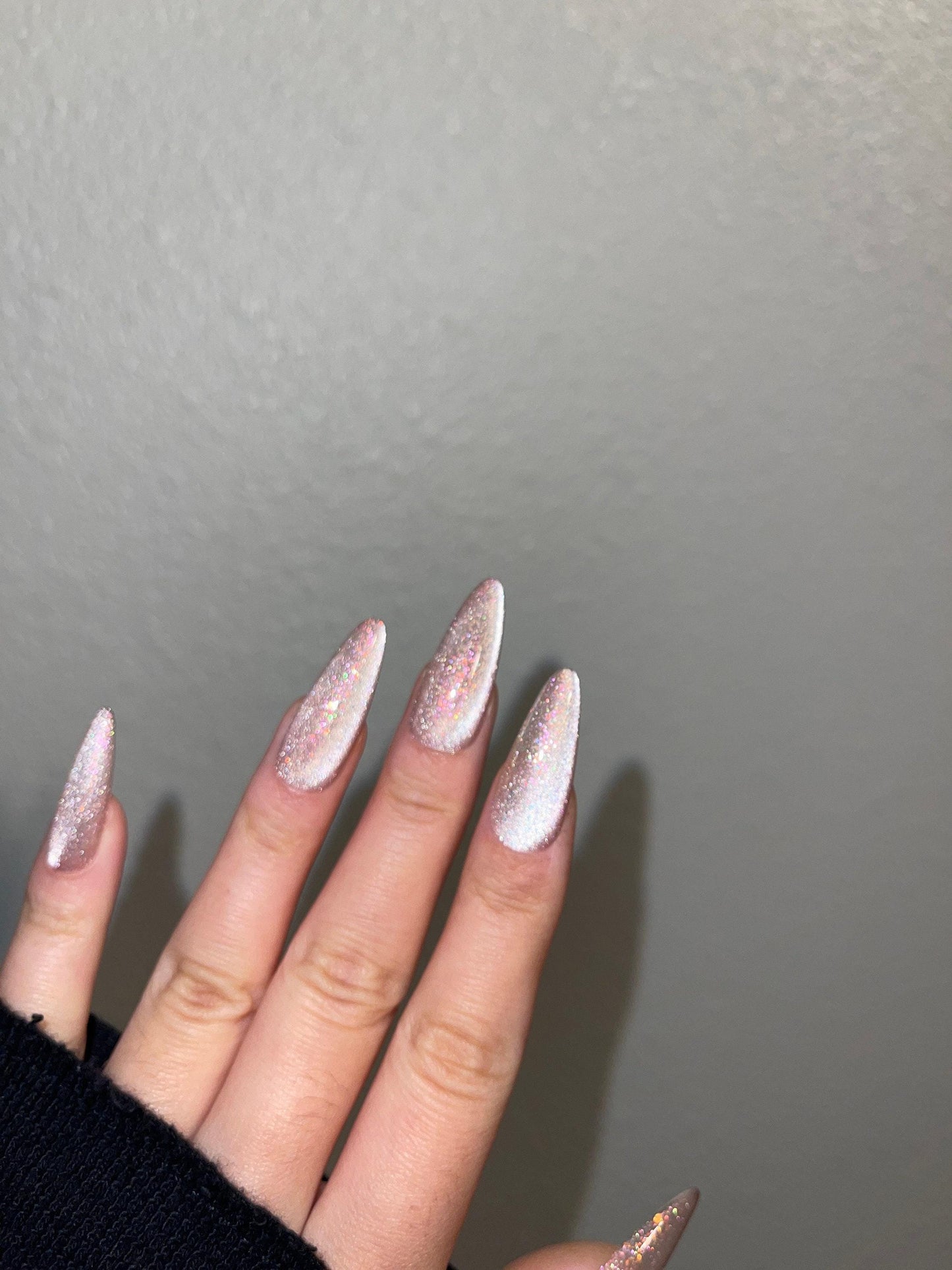 Da starry sky | light pink cat eye press on nails, reuse nails, jelly fake nail, sparkly Christmas nail
