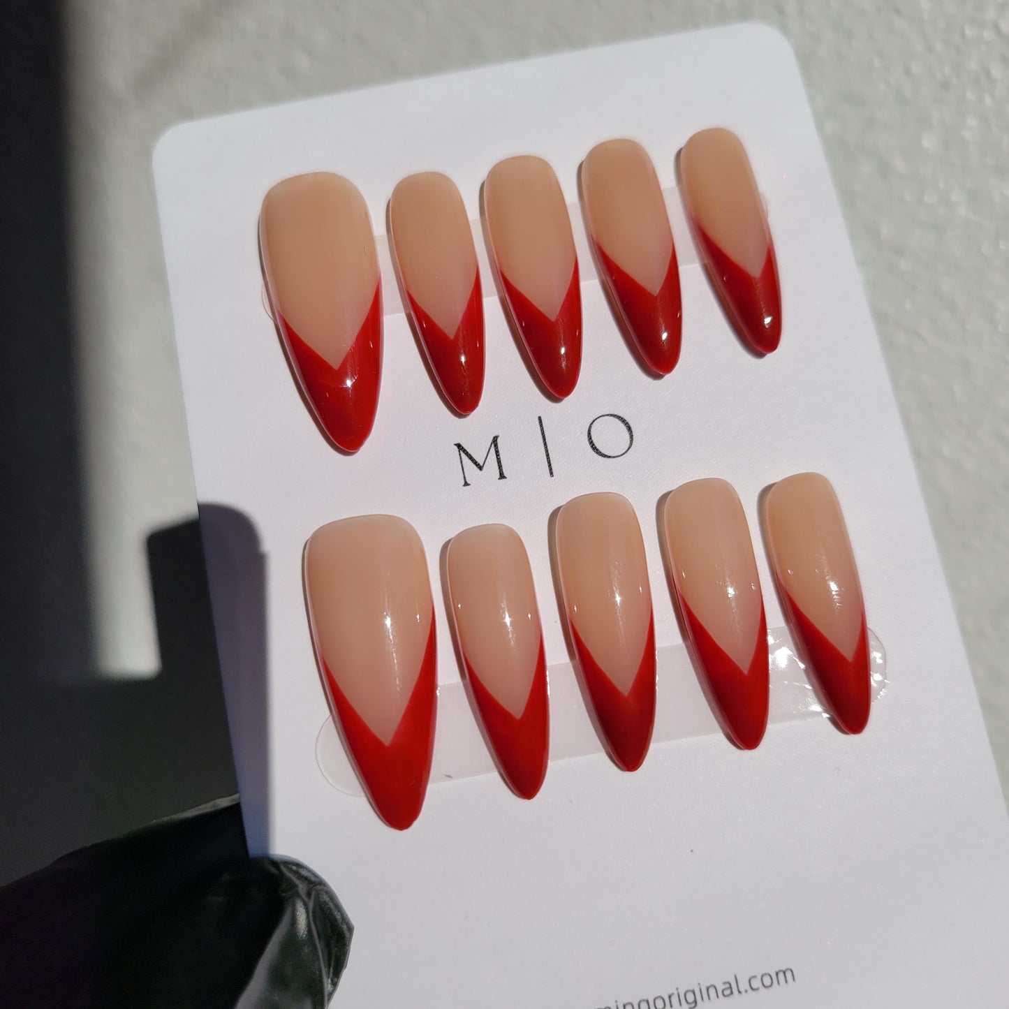 Simple Red French Tip press on nails, Holiday Fake Nails, Gifts for Her