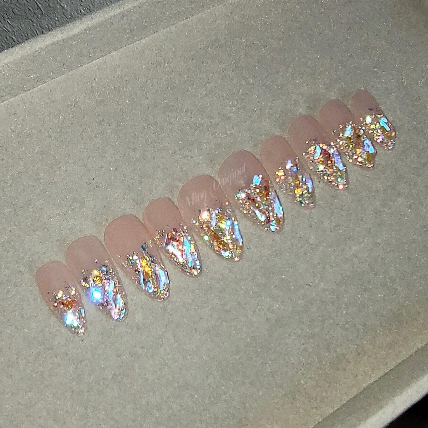 Super glittery 2 | Aurora Gem Crystal Jewel Nail press on, Fake nails, glitter ombre, Handmade Gel Nails, jelly Nails