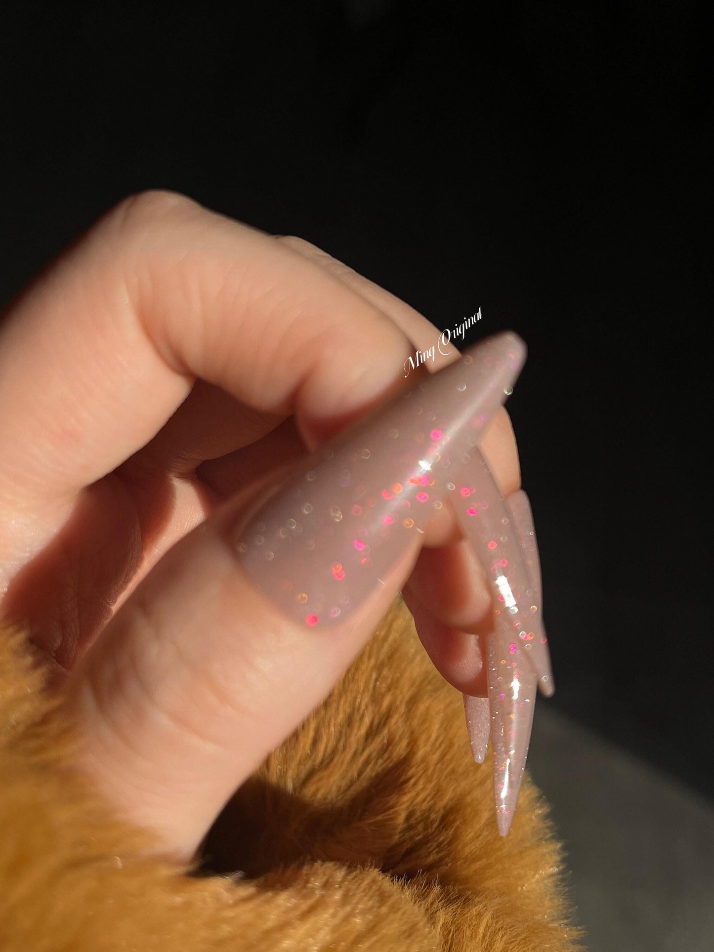 Firework Gliiter Vivid Shine Nude Diamond Reflective press on nails, glue on nails, reuse nails, jelly fake nail, hand painted gel nail