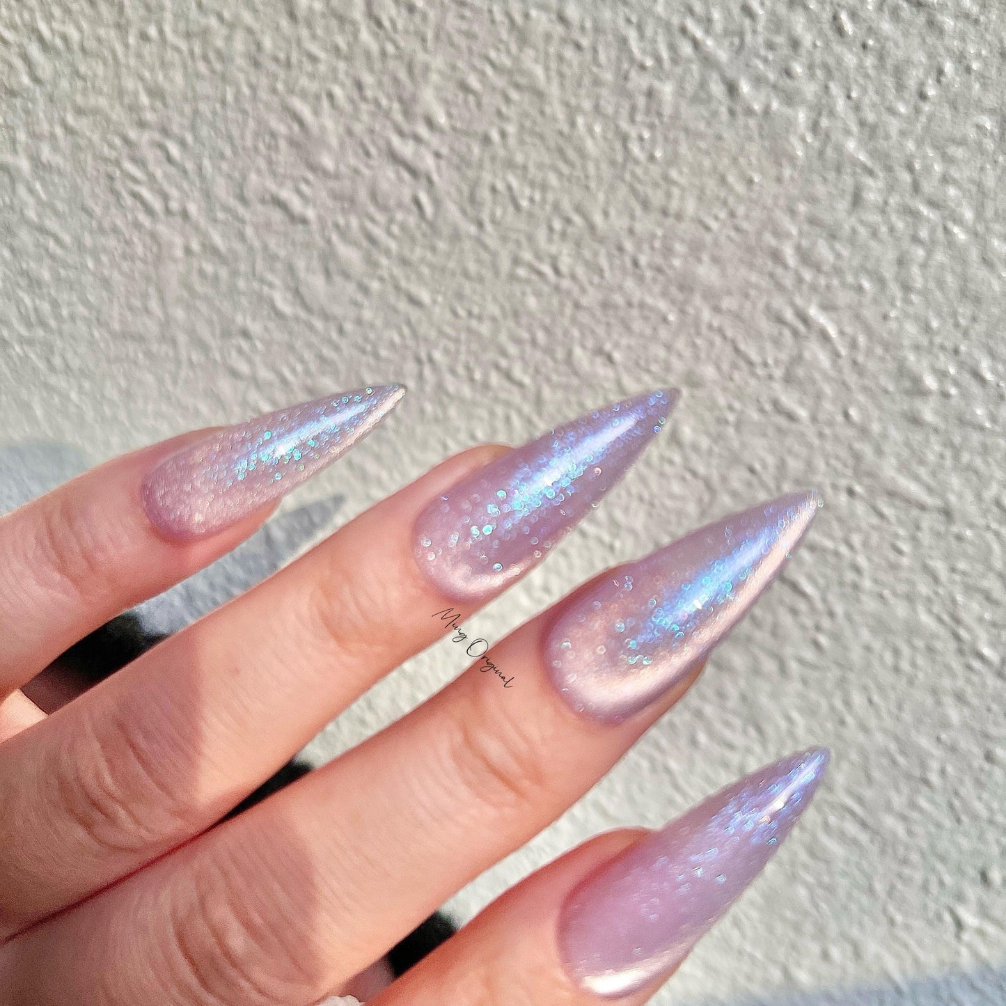 Moonlit Amethyst light purple pink cat eye press on nails, blue glittery nails, jelly fake nail,sparkly nail, valentine gift for her,MO378