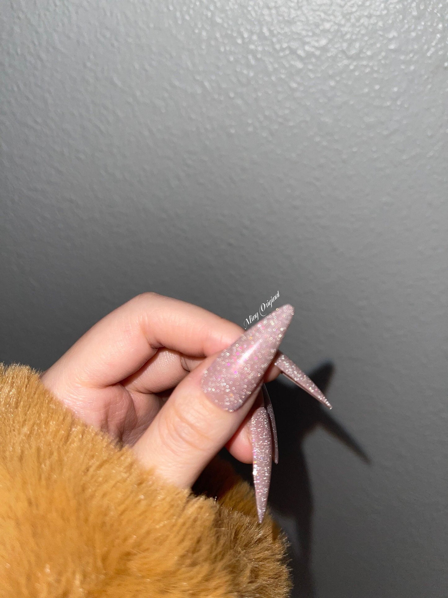 Firework Gliiter Vivid Shine Nude Diamond Reflective press on nails, glue on nails, reuse nails, jelly fake nail, hand painted gel nail