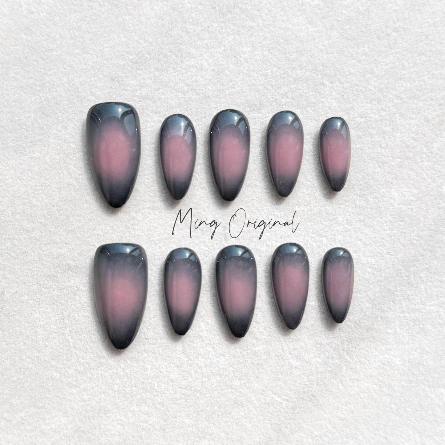 Black Pink Ombre Gradient Faded Press on Nails, Blush y2k chic nail, Fake nails, Jelly Nails, gift for her