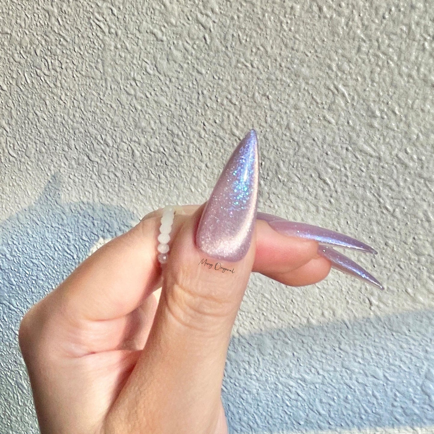 Moonlit Amethyst light purple pink cat eye press on nails, blue glittery nails, jelly fake nail,sparkly nail, valentine gift for her,MO378