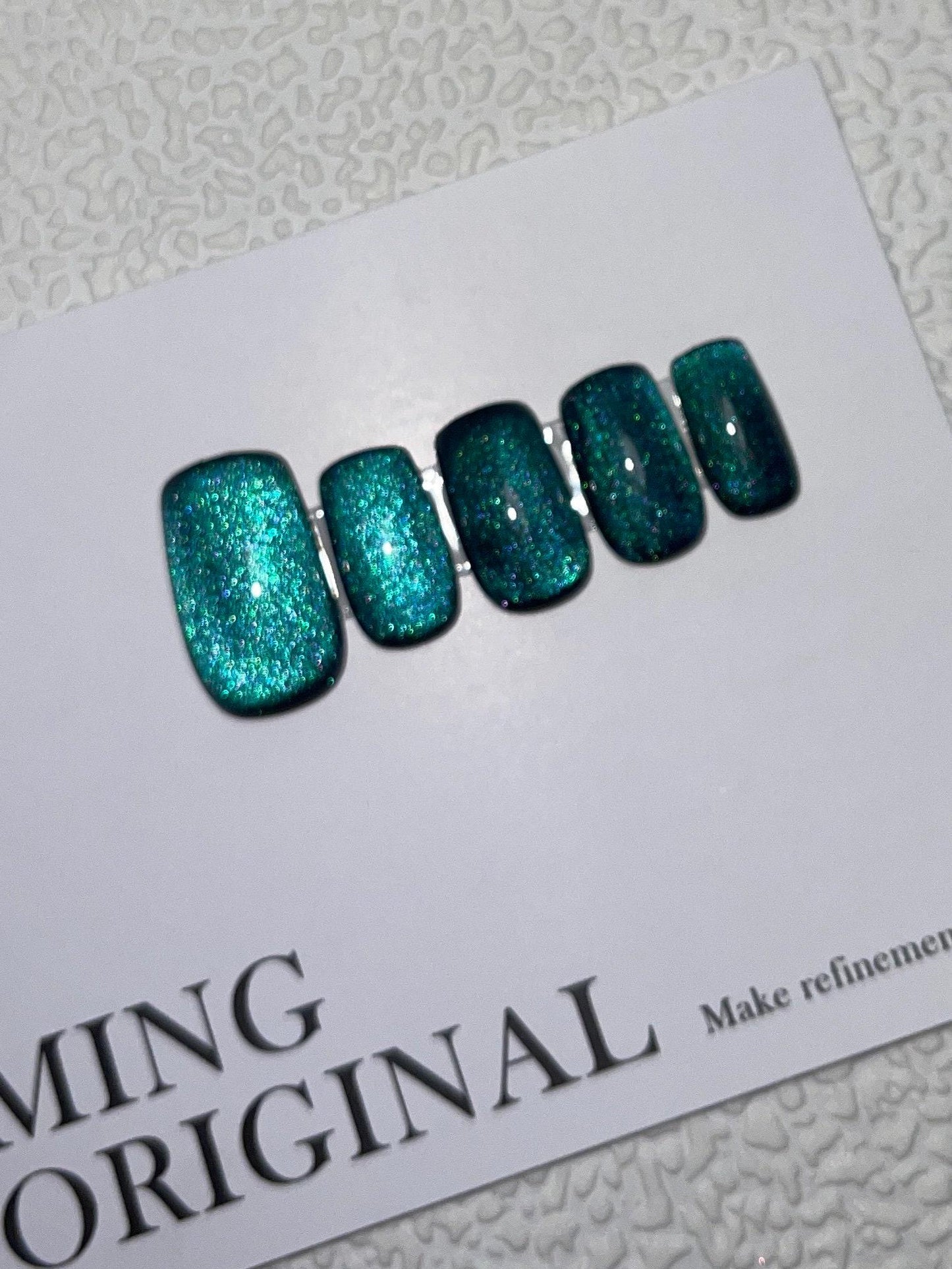 Eye of Zeus color shifting Diamond reflective glitter press on nails, glue on cat eye nails, jelly sparkly shine gel nail, gift for her