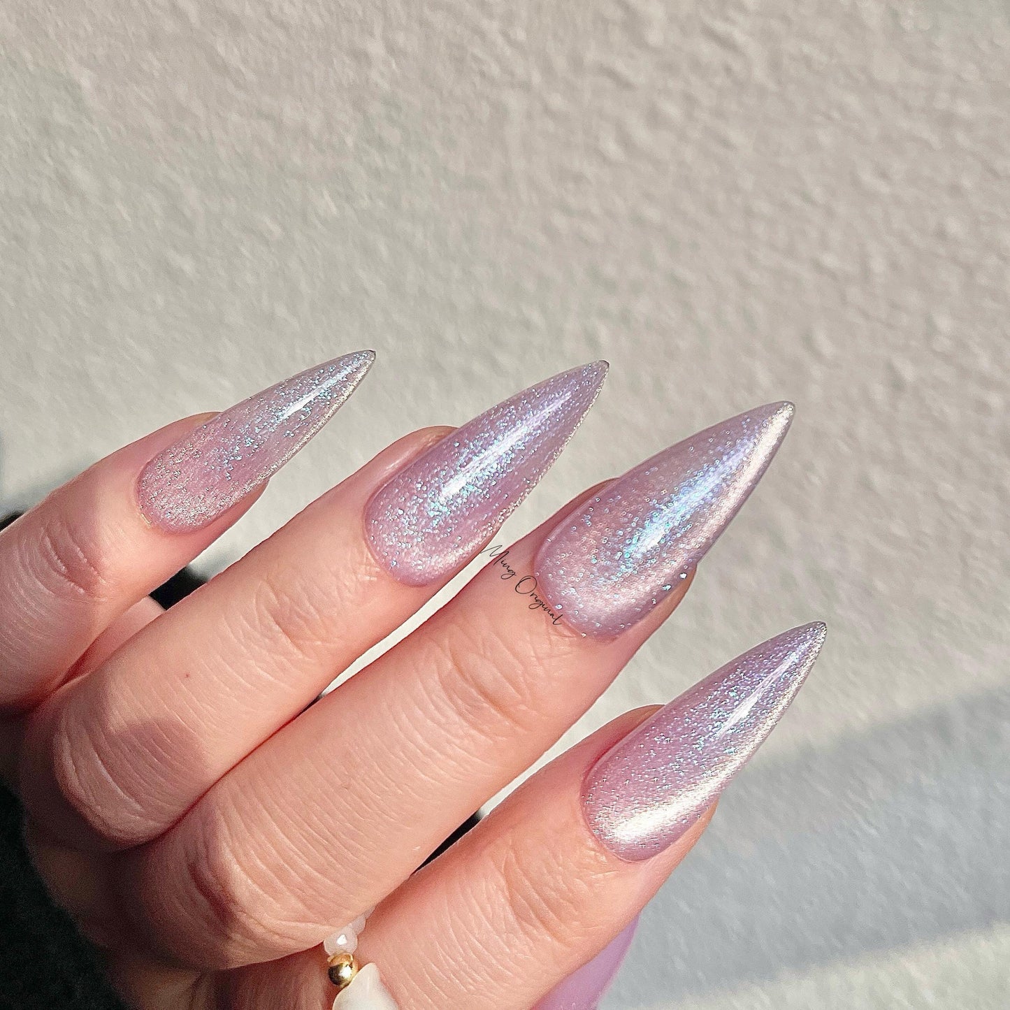 Moonlit Amethyst light purple pink cat eye press on nails, blue glittery nails, jelly fake nail,sparkly nail, valentine gift for her,MO378
