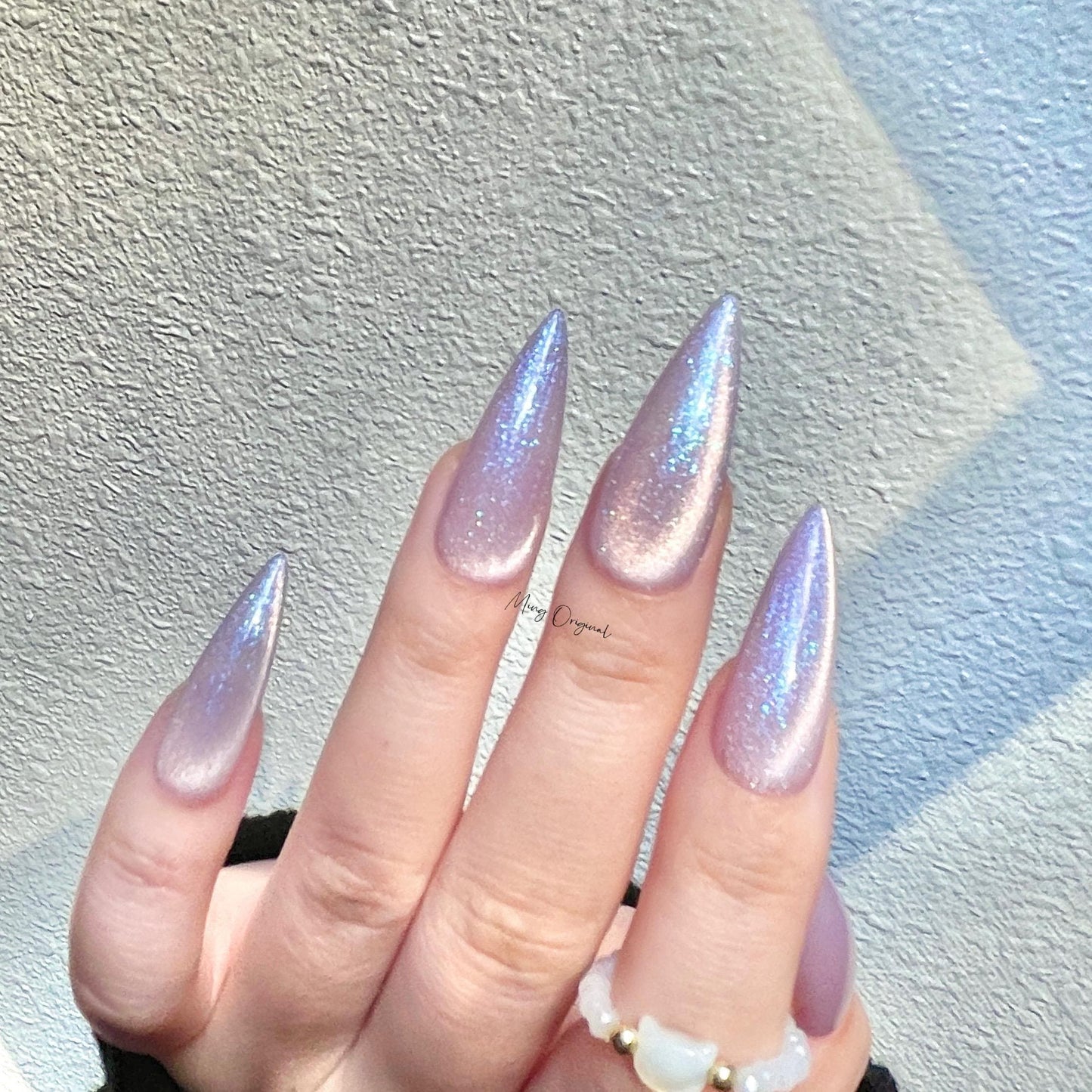 Moonlit Amethyst light purple pink cat eye press on nails, blue glittery nails, jelly fake nail,sparkly nail, valentine gift for her,MO378