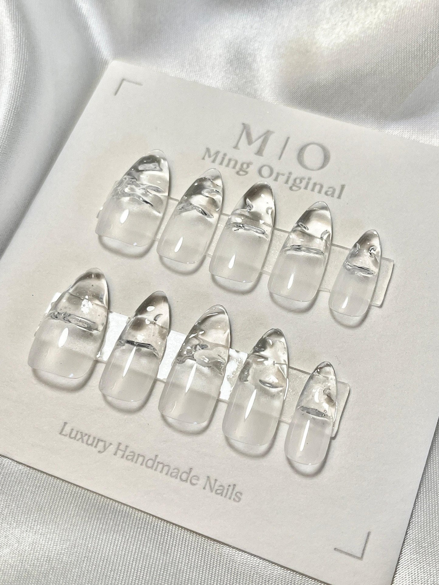 Clear Watery encapsulated tip Press on Nails, Builder Gel handmade Nails, Jelly Nails, valentine anniversary gift