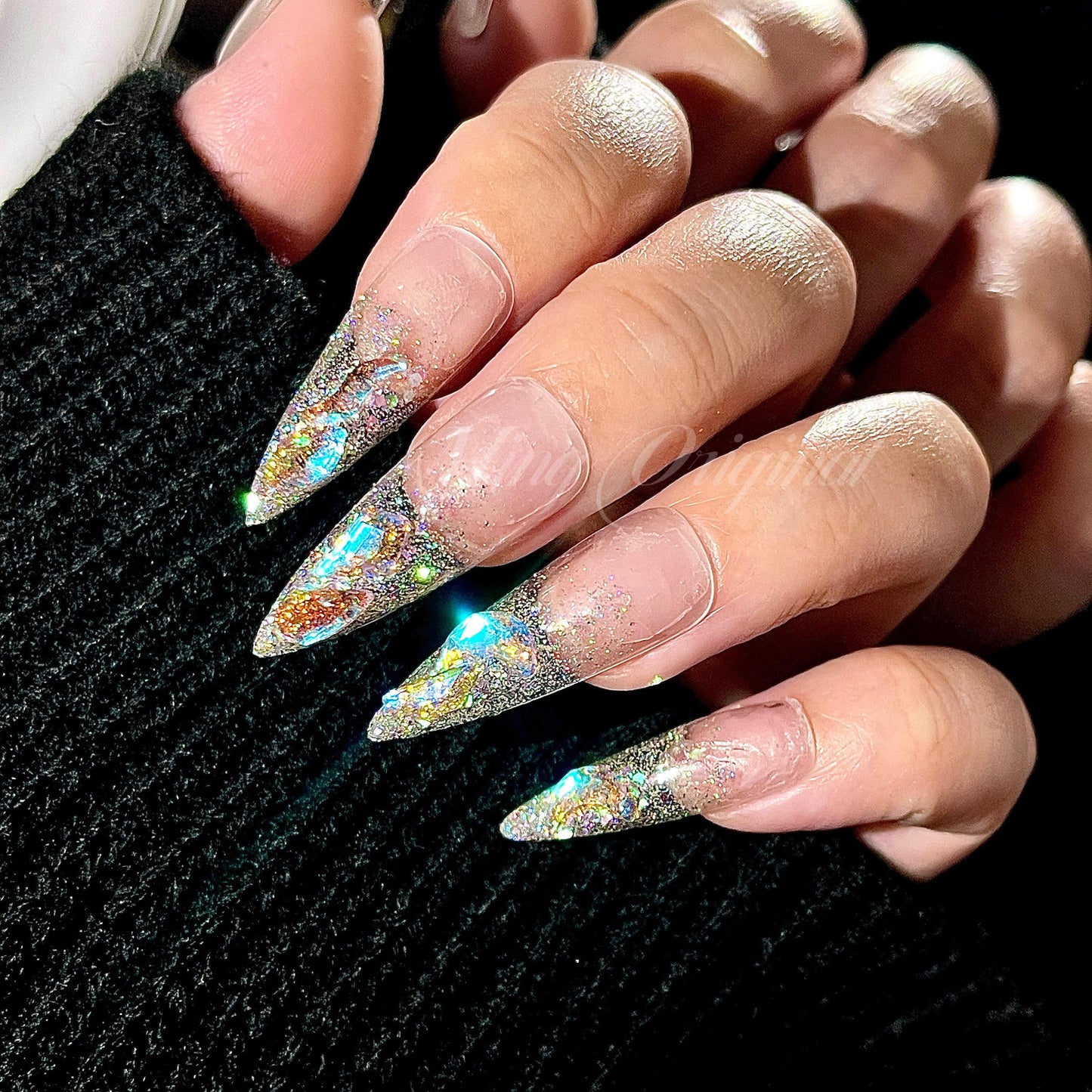 Super glittery 3 Aurora gem crystal Nail press on, Fake nails, Aura ombre nail, Handmade Gel Nails, jelly Nails