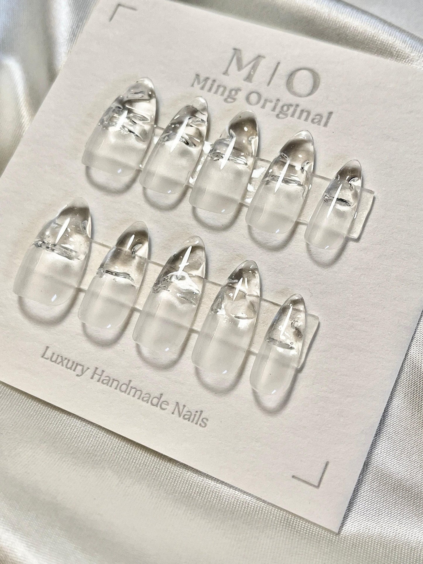 Clear Watery encapsulated tip Press on Nails, Builder Gel handmade Nails, Jelly Nails, valentine anniversary gift