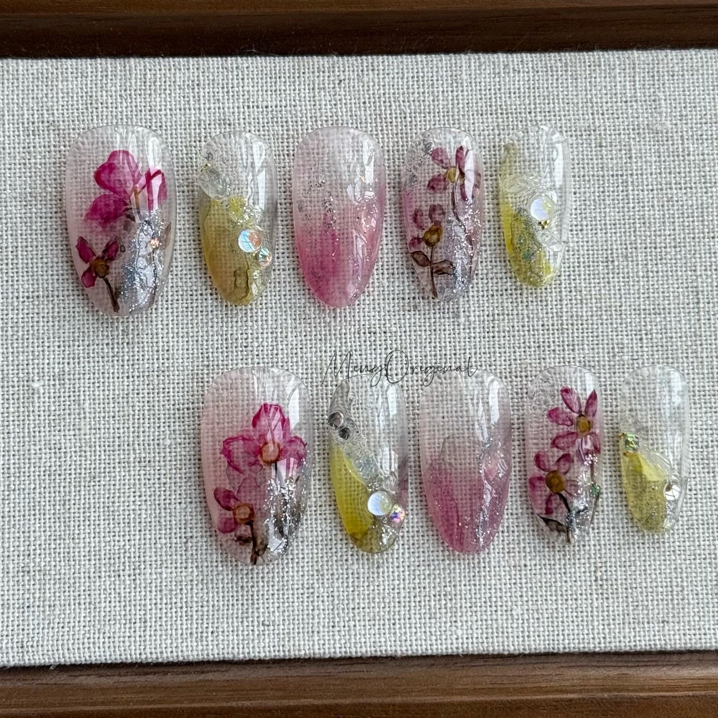 Reusable Purple Flower Water Color Press on Nails, Fake nails, Nail Artist Faux Nails, Handmade gel art Nails, Jelly Nails