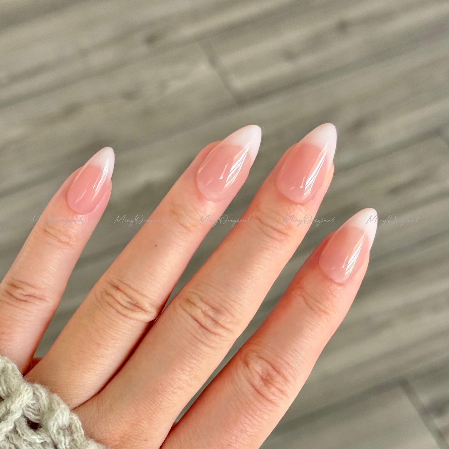 Milky french tip natural press on nail, Premium Hand paint Nails, milky white Fake nails, Handmade milky jelly nail, gift for her, MO566
