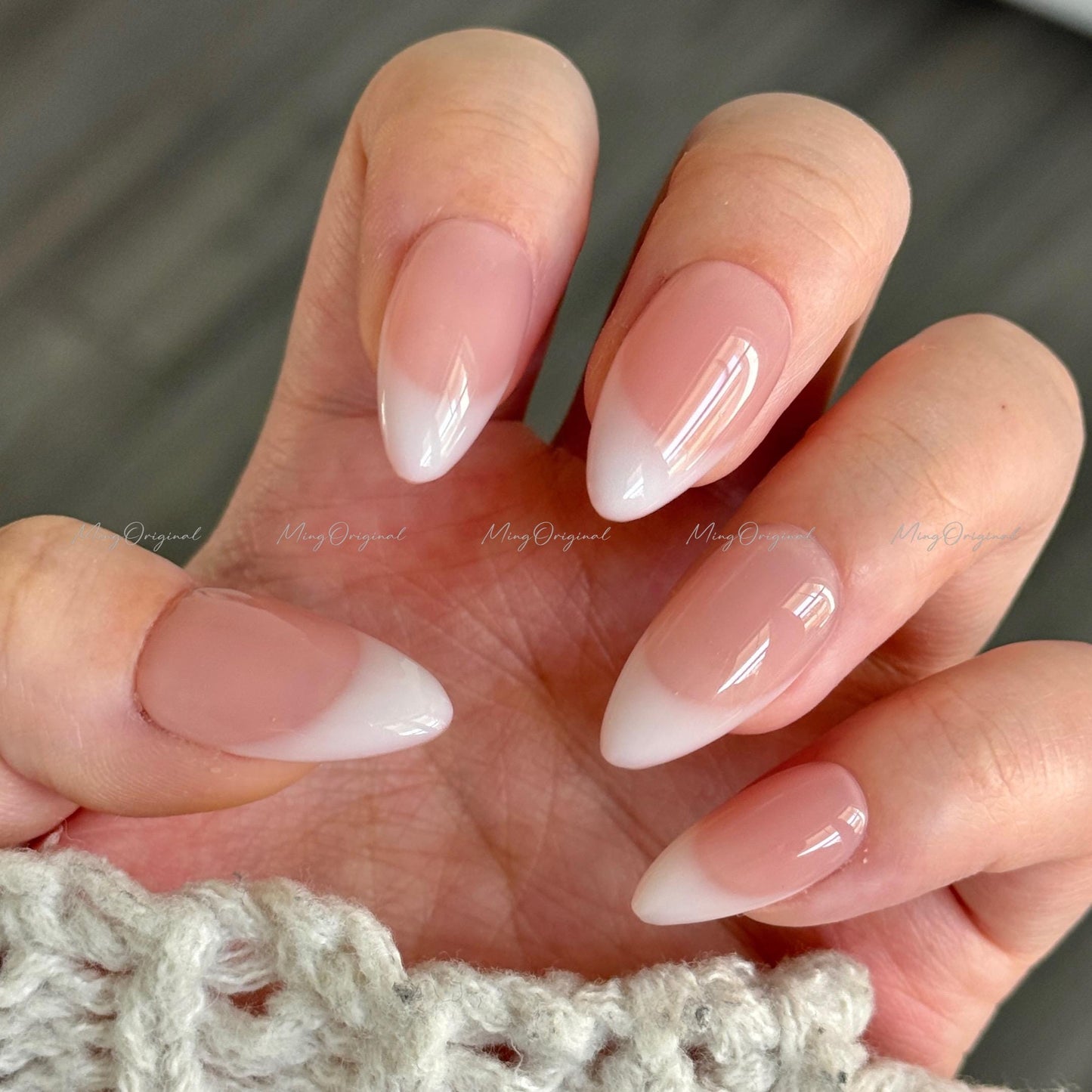 Milky french tip natural press on nail, Premium Hand paint Nails, milky white Fake nails, Handmade milky jelly nail, gift for her, MO566