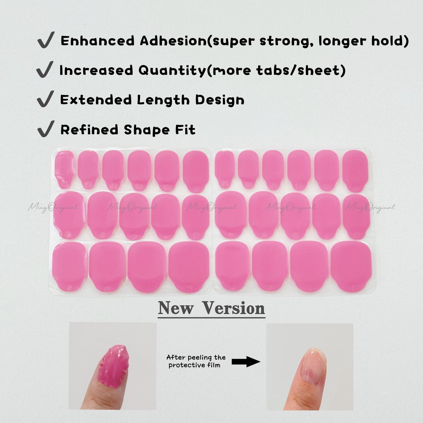Super Strong Adhesive Tabs for Press On Nails, 1 Sheet 24 Tabs, Double Sided Nail Stickers, Available in Pink and Yellow.