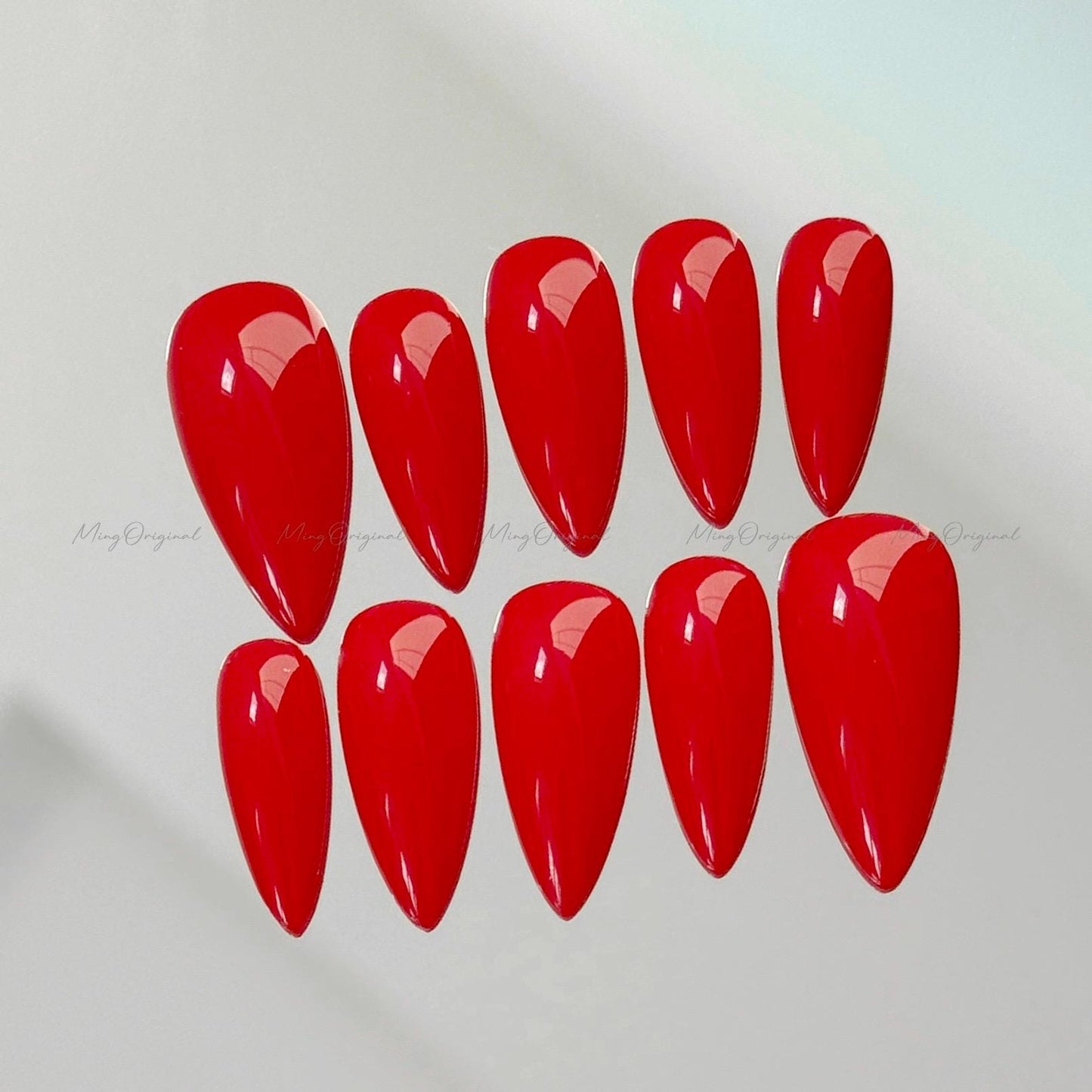 Solid Classic True Red color press on nails, opaque red nail, Halloween Christmas new year gift for her, MO657
