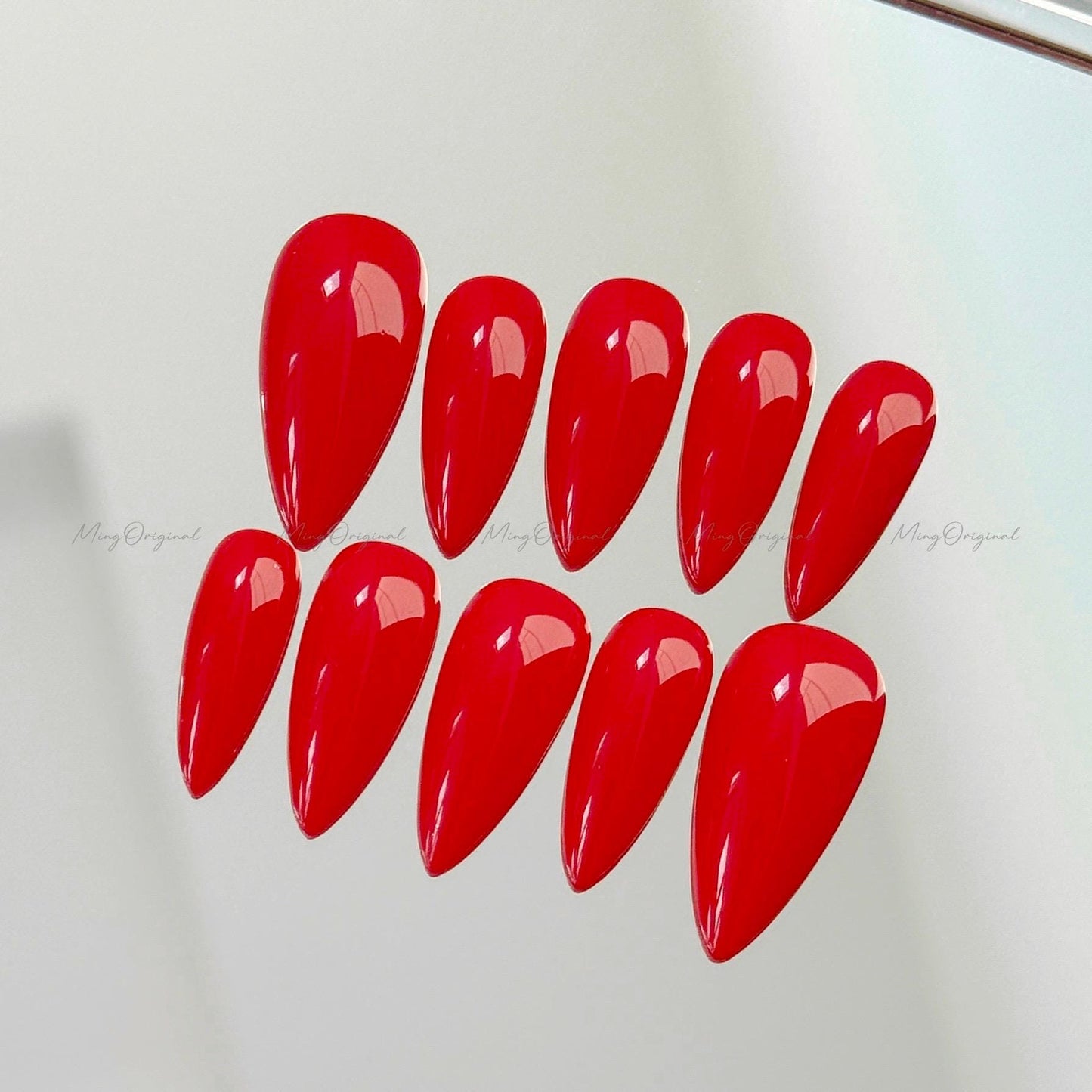 Solid Classic True Red color press on nails, opaque red nail, Halloween Christmas new year gift for her, MO657