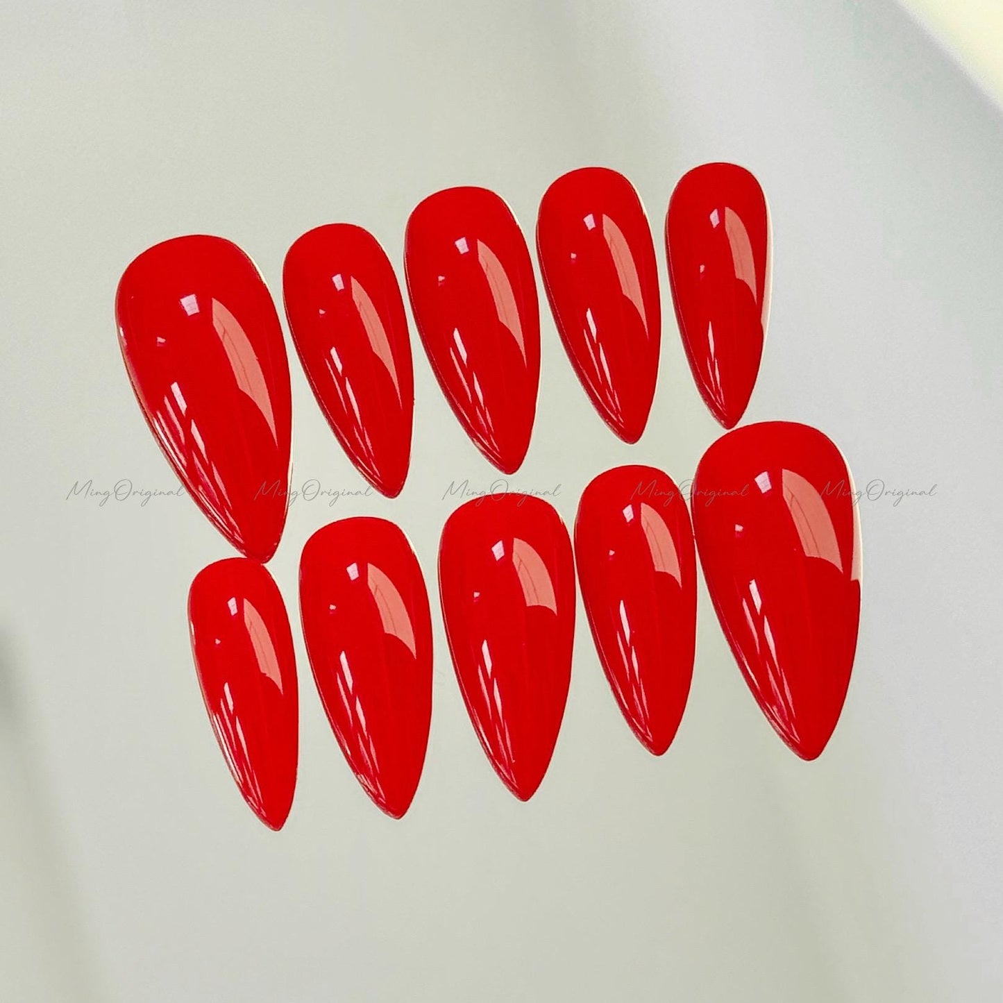 Solid Classic True Red color press on nails, opaque red nail, Halloween Christmas new year gift for her, MO657